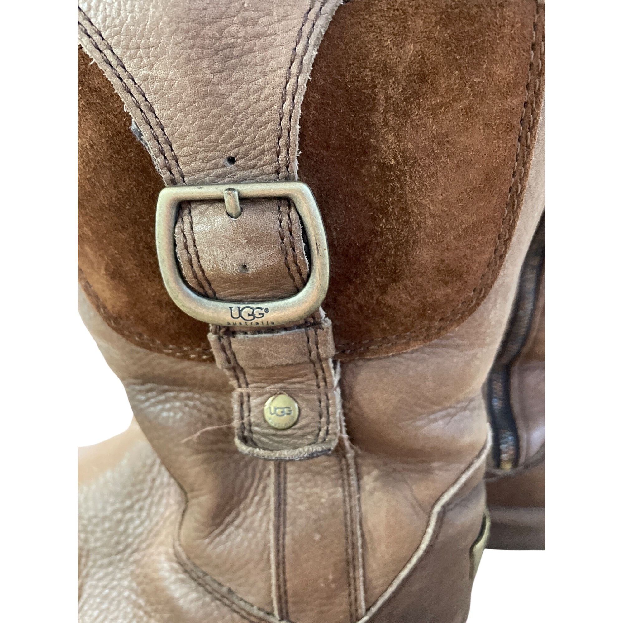 Ugg Ugg Australia Womens Brown Mid-Calf Leather sheep lined fur Size US 7 / IT 37 - 3 Thumbnail