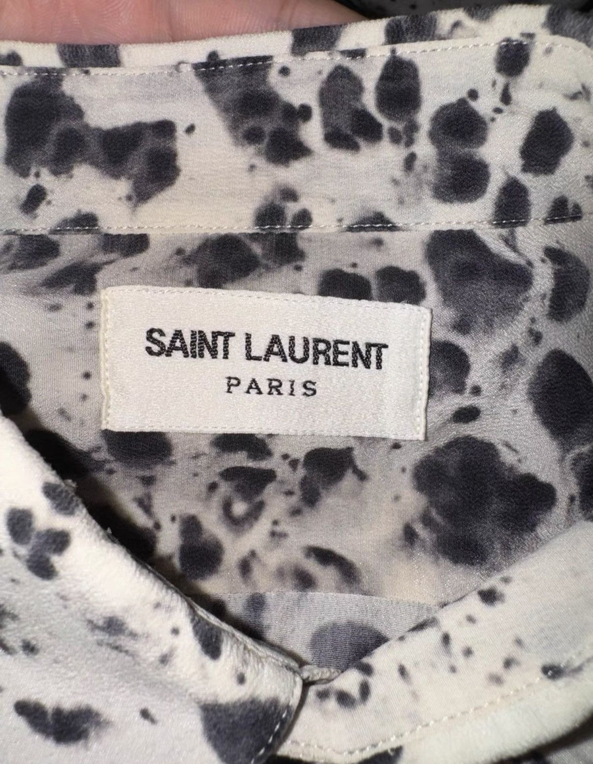 Saint Laurent Paris Saint Laurent 20FW Silk Art Ink Splatter Polka Dot Shirt Size US M / EU 48-50 / 2 - 5 Thumbnail