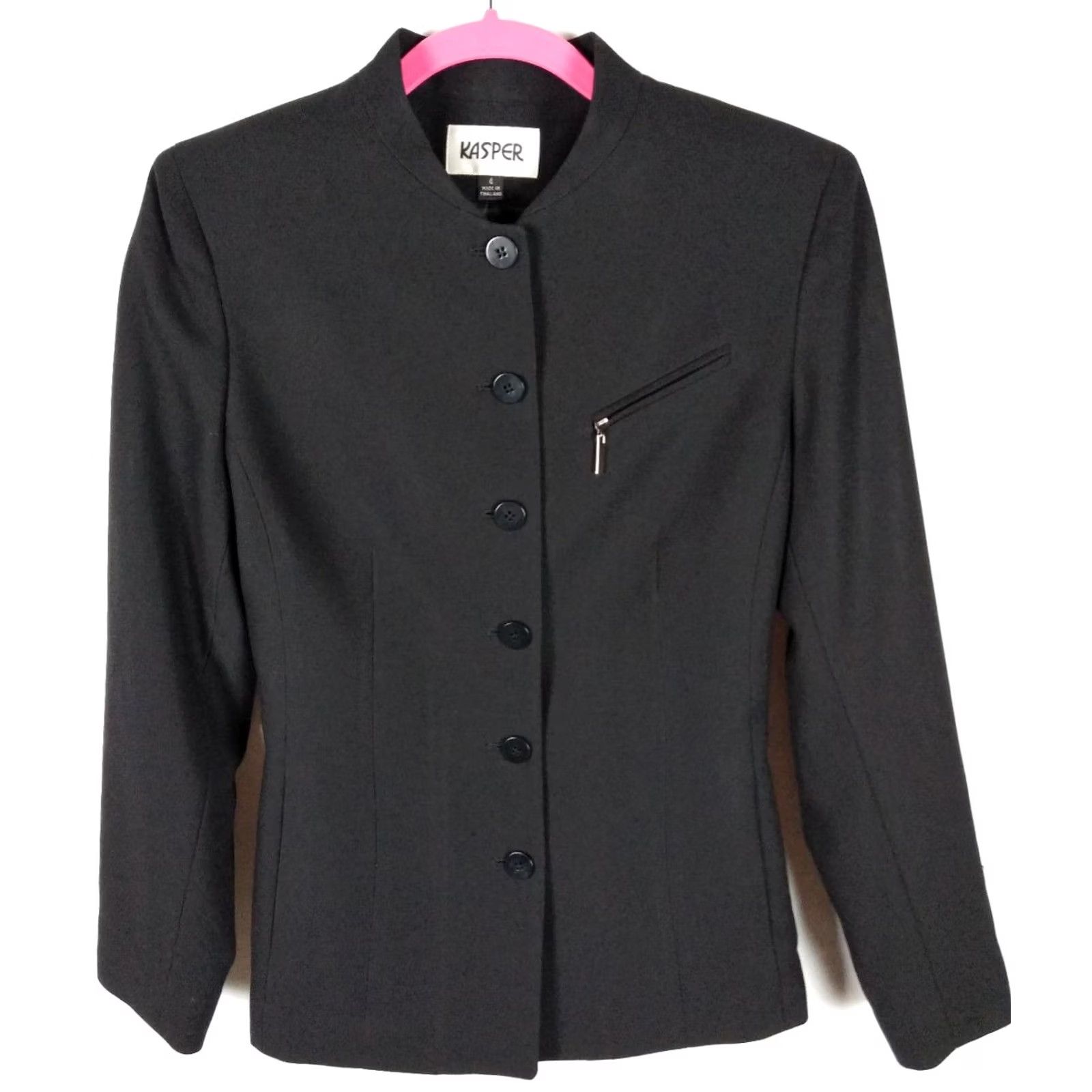 Kasper Kasper Blazer Jacket Womens 4 Black Lined Career Business 50% Nylon 50% Polyester Size S / US 4 / IT 40 - 2 Thumbnail