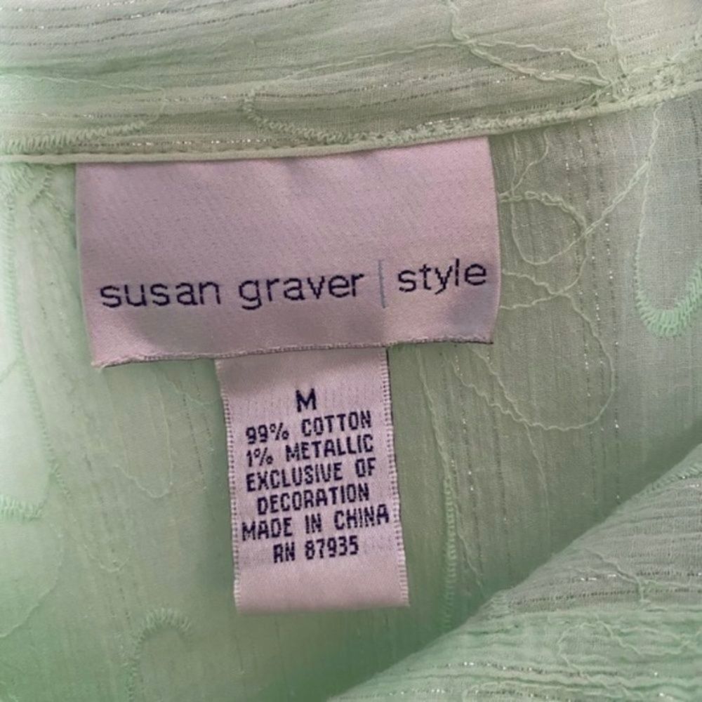 Other Susan Graver M Mint Green Long Button Down Shirt Tunic Top S Size M / US 6-8 / IT 42-44 - 3 Thumbnail