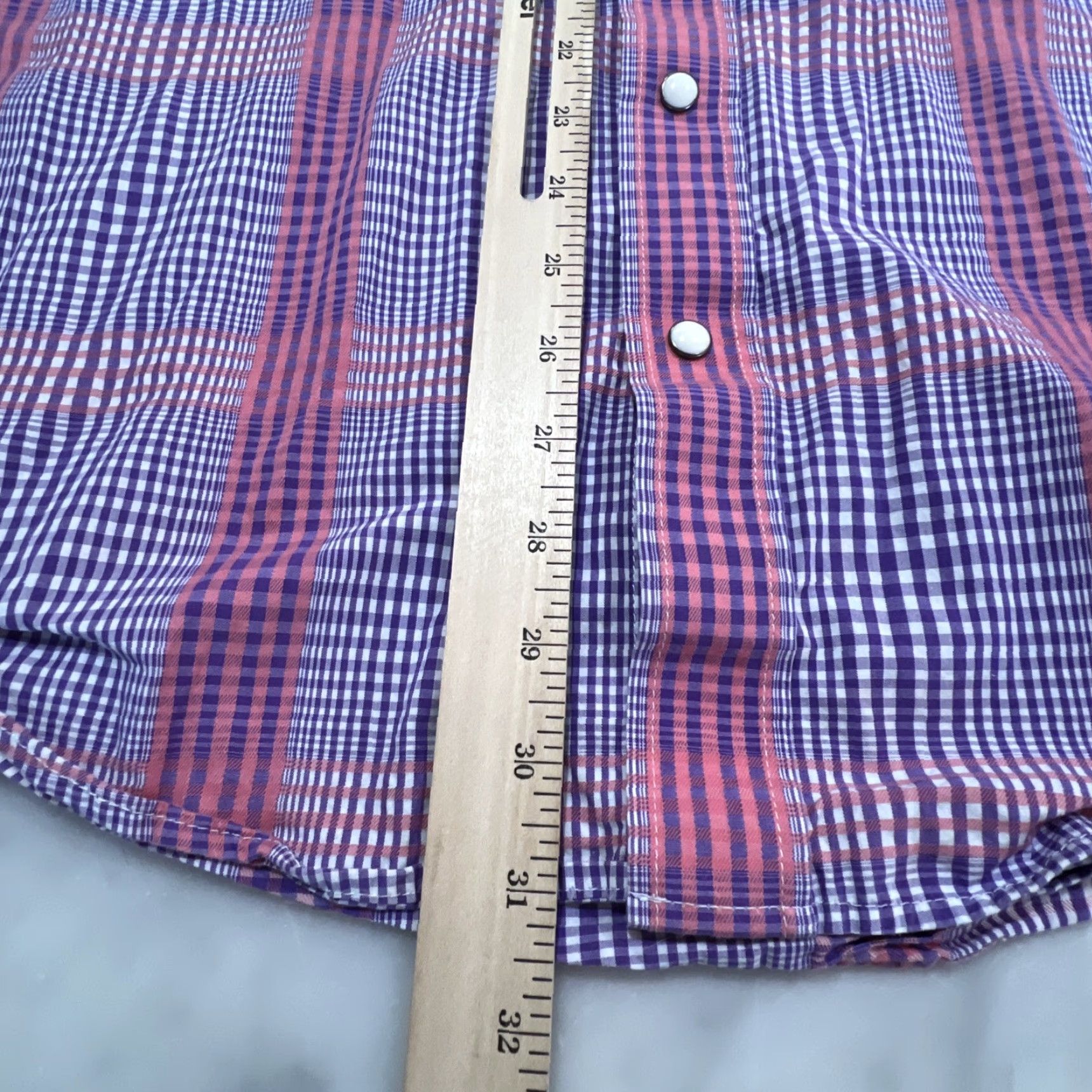 Vintage Panhandle Select Western Pearl Snap Shirt Mens XL Short Sleeve Plaid Pink Purple Size US XL / EU 56 / 4 - 7 Thumbnail