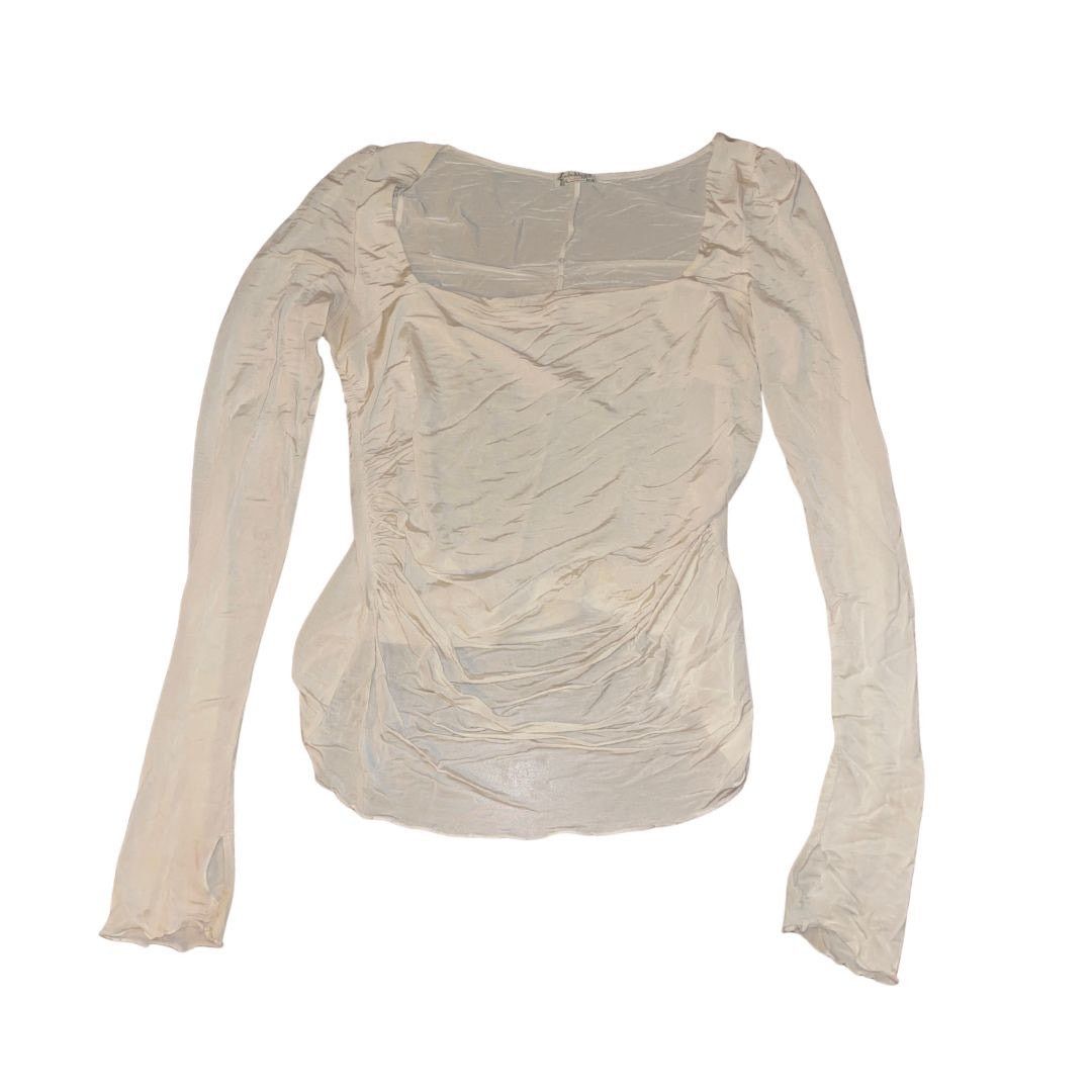 Free People Square Neck Long Sleeve Ruched Top Blouse Size Medium Size M / US 6-8 / IT 42-44 - 1 Thumbnail