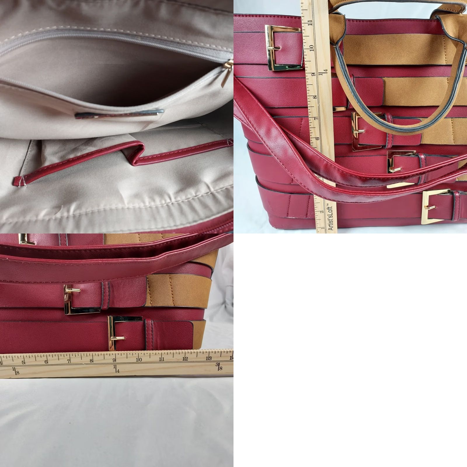 Vintage Dasein Red Buckle Tote Handbag Women Faux Leather Shoulder Bag Women Size ONE SIZE - 9 Thumbnail