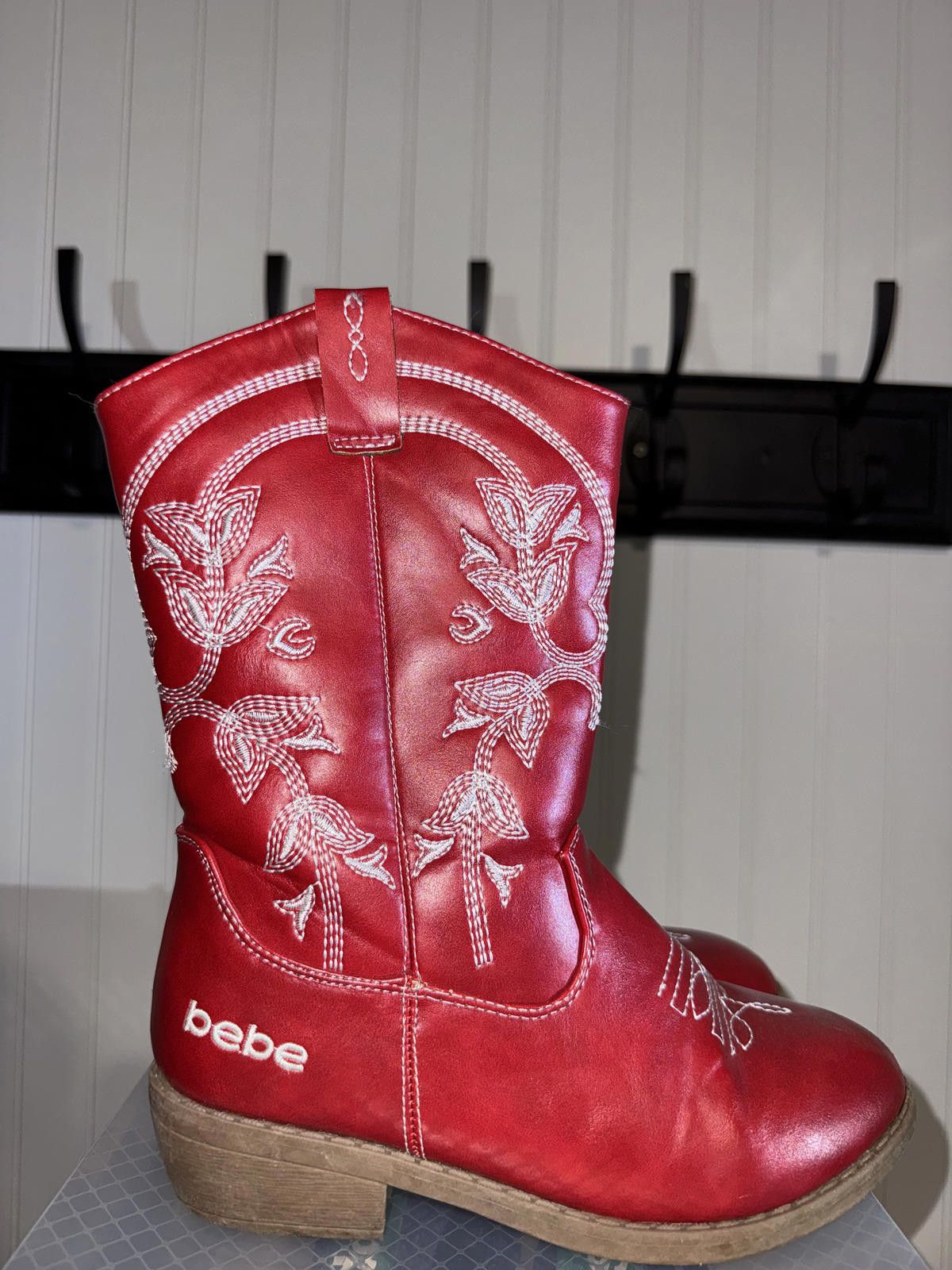 United Colors Of Benetton Red Bebe Classic Western Embroidered Cowgirl Boots Size US 4 / IT 34 - 2 Thumbnail