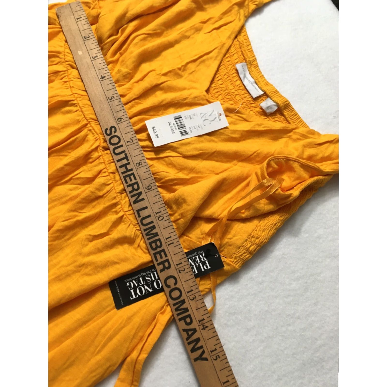Vintage NWT New York & Company NWT NY&C Dress Maxi V-Neck Short Sleeve Pullover Gold Yellow Women XL Adult Dress Maxi V-Neck Solid Pattern Size XL / US 12-14 / IT 48-50 - 7 Thumbnail