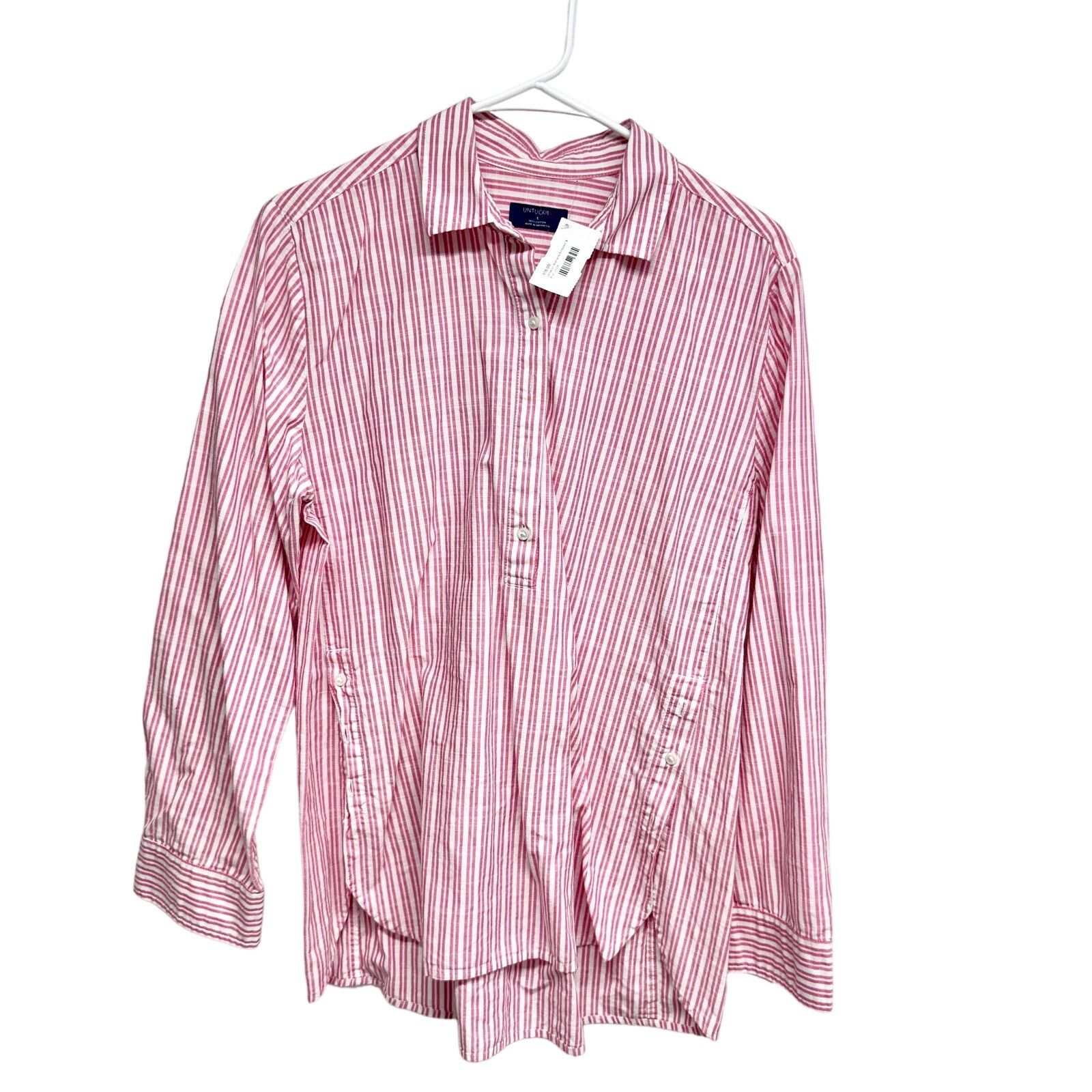 UNTUCKit Untuckit popover blouse collared long sleeve stripe size L Size L / US 10 / IT 46 - 1 Thumbnail