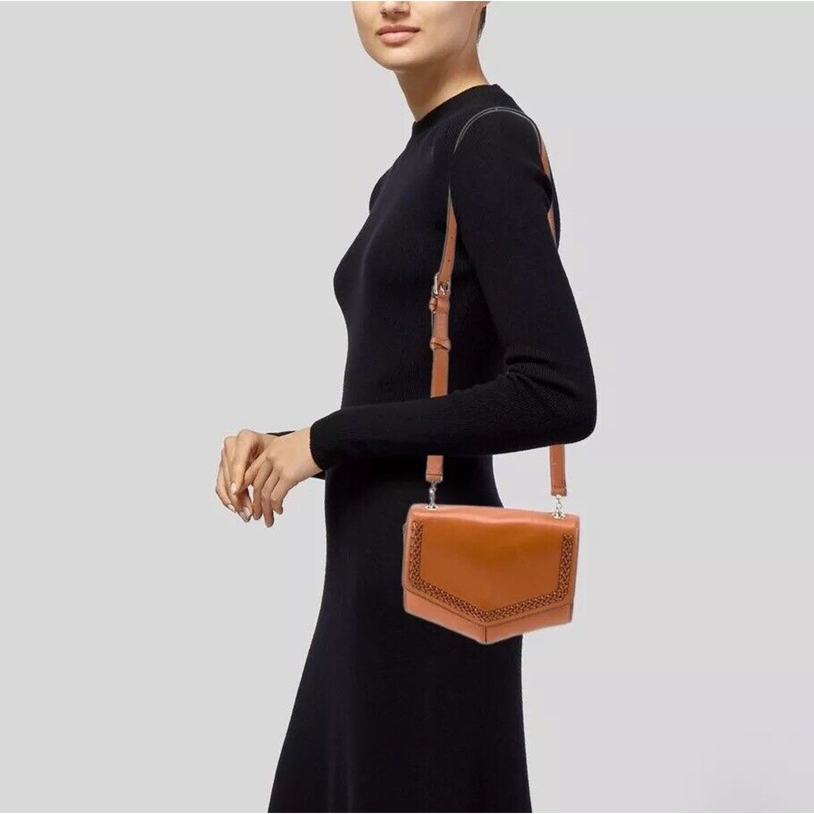 Sandro NWOT Sandro Camel Leather Crossbody Bag Lou MM Curcuma Purse Size ONE SIZE - 3 Thumbnail