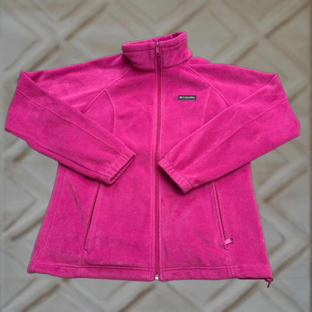 Columbia Jacket Womens Large Pink Full Zip Benton Springs Outdoor Fleece Pockets
