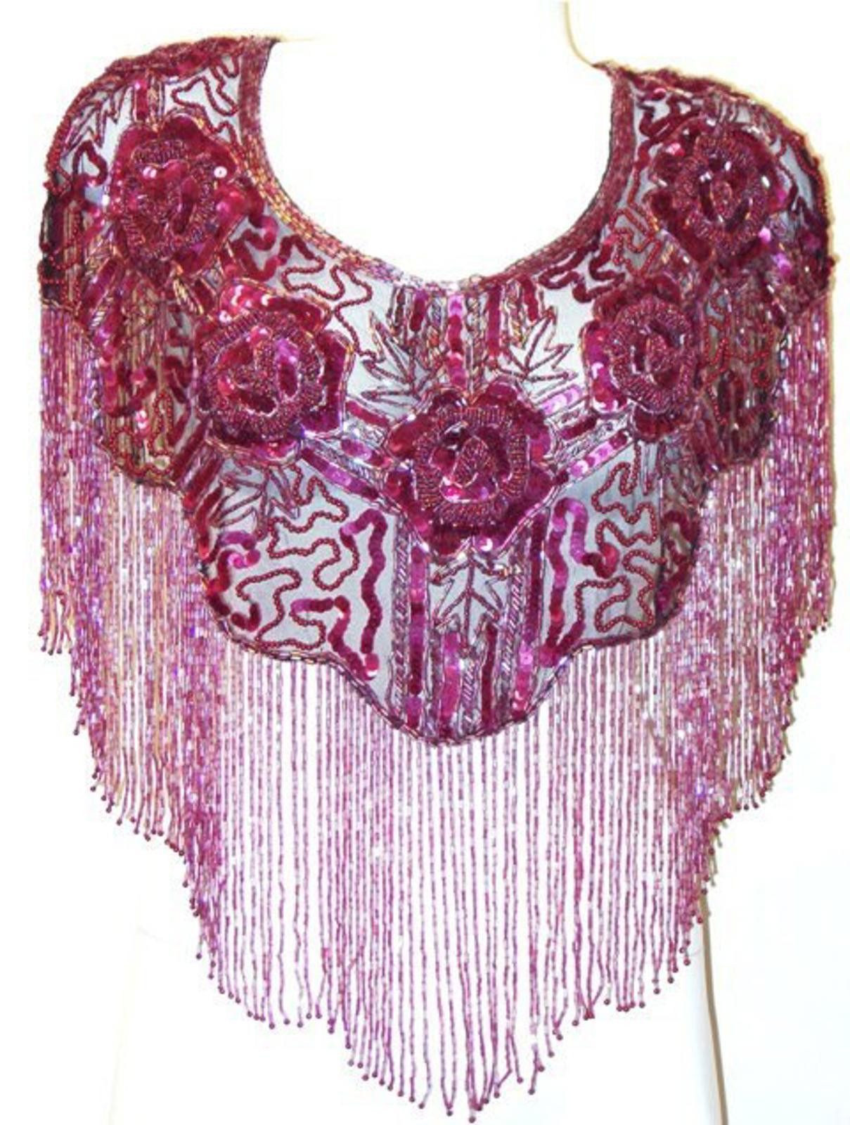 Designer Sequin Shawl/Wrap with Fringes Burgundy Size ONE SIZE - 1 Preview