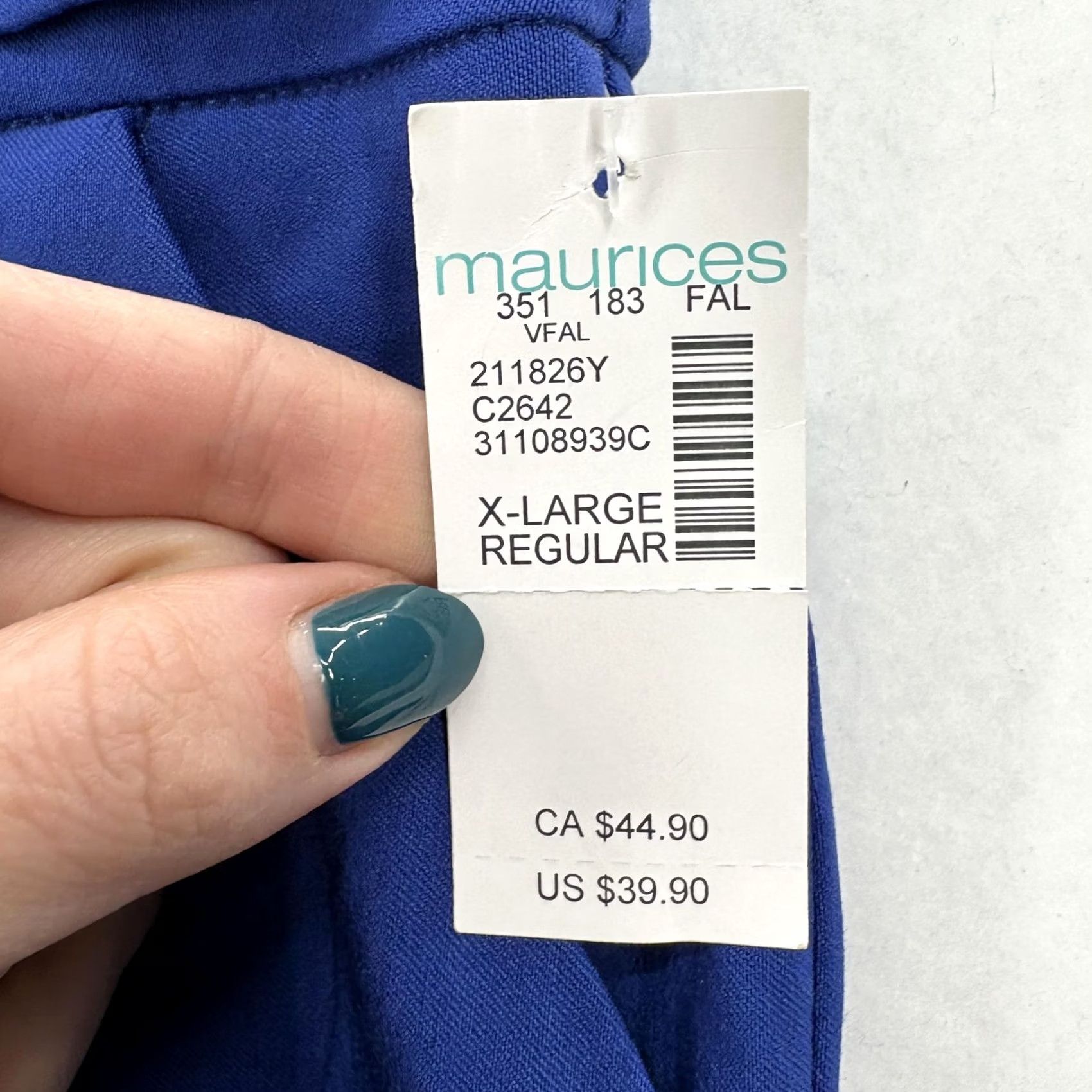 Vintage Maurices Skinny Bengaline Pants Womens XL Blue High Rise Pull On Stretch Work Pants Size 40" / US 18 - 4 Thumbnail