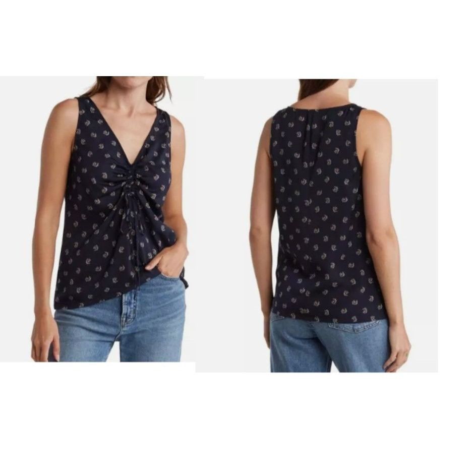 Other Melrose and Market Cinched Front Top In Navy Esme Clip Flora Size M / US 6-8 / IT 42-44 - 1 Thumbnail