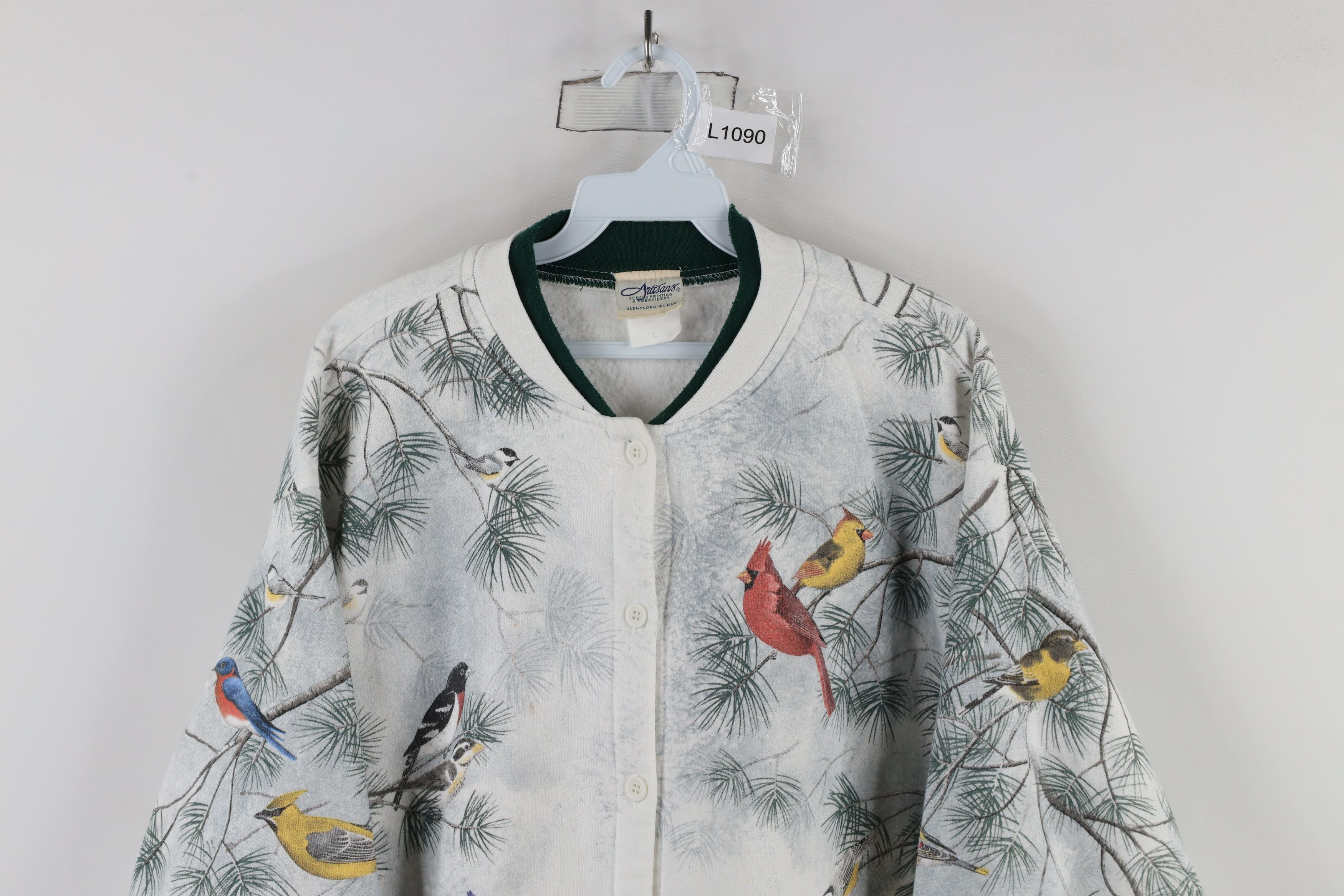 Vintage Vintage 90s Christmas All Over Print Cardigan Sweatshirt Size L / US 10 / IT 46 - 2 Thumbnail