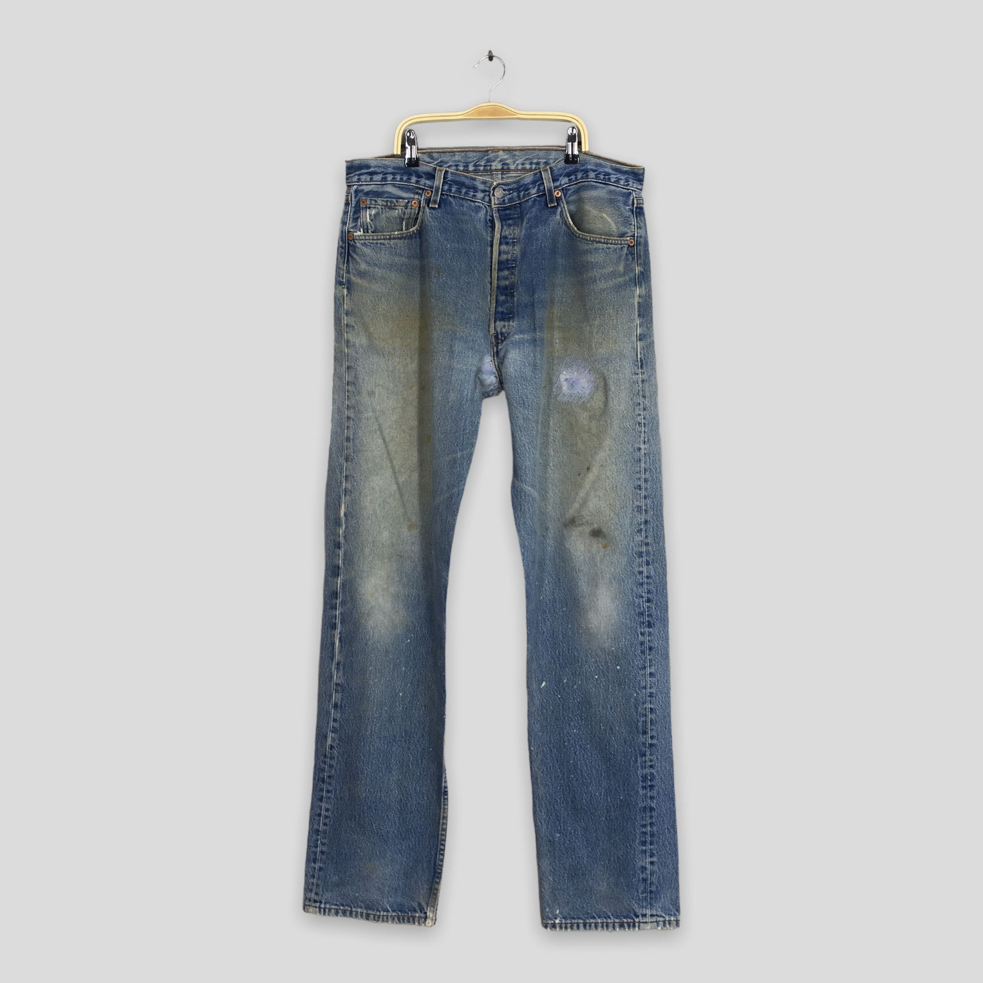 image of Distressed Denim x Levis Size 36X35.5 Vintage 90's Levi's 501 Usa Mens Blue Jeans