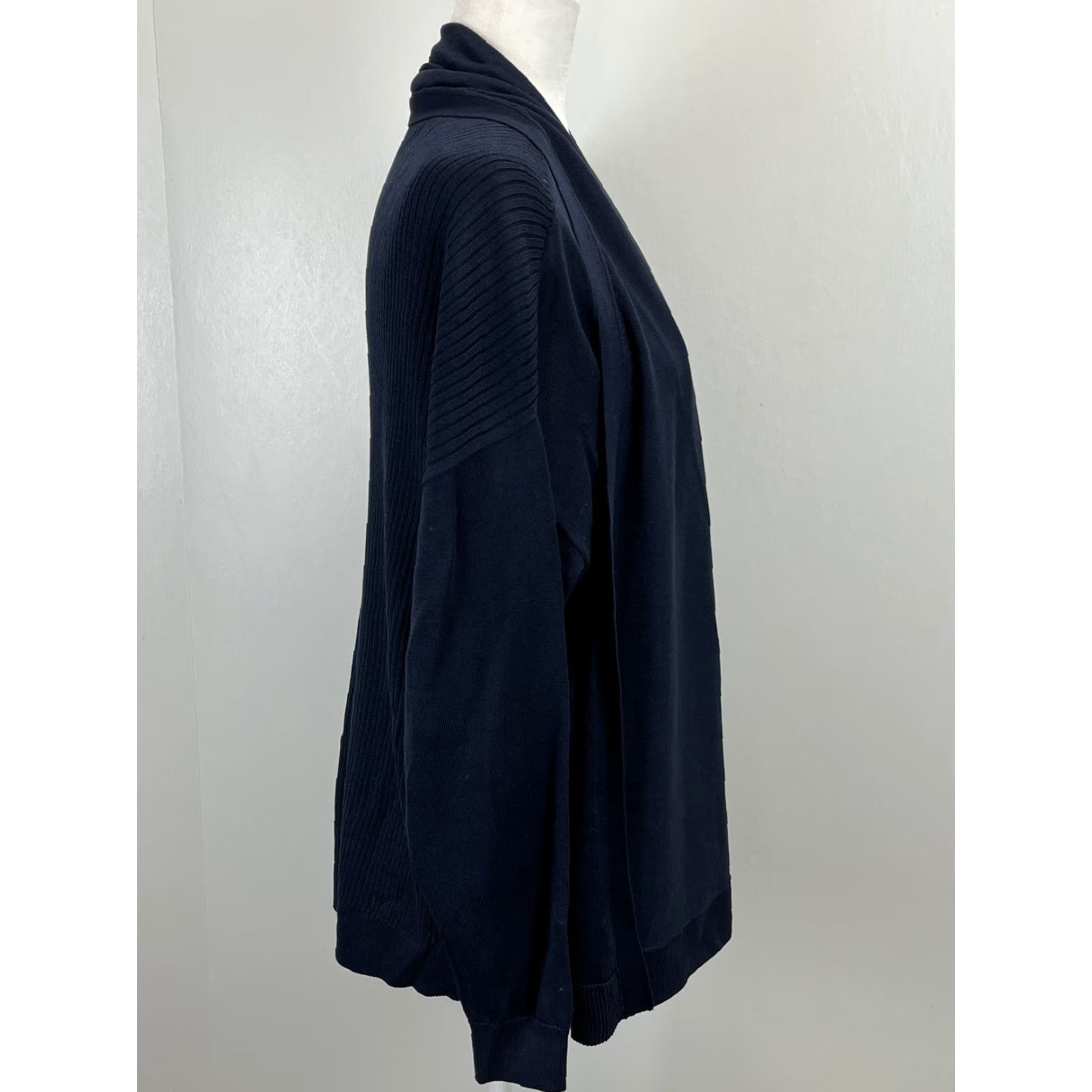 Vintage Chicos Cardigan Sweater, Open Front, Ribbed Knit, Blue, Size 2, US L, Women, Regular, Knit, Cardigan, VGUC Size XS / US 0-2 / IT 36-38 - 4 Thumbnail