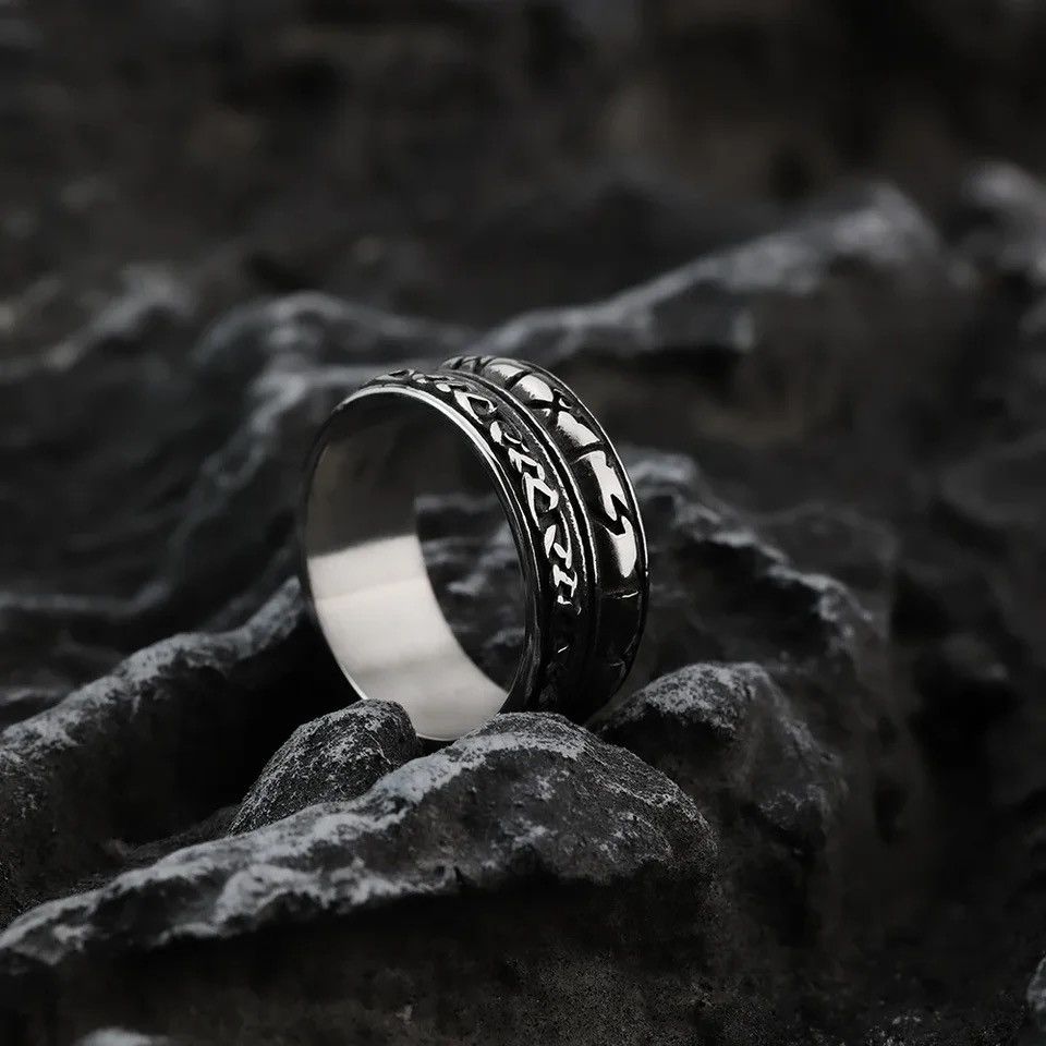Jewelry Viking Compass Rune Stainless Steel Snowflake Men's Ring Size ONE SIZE - 4 Thumbnail