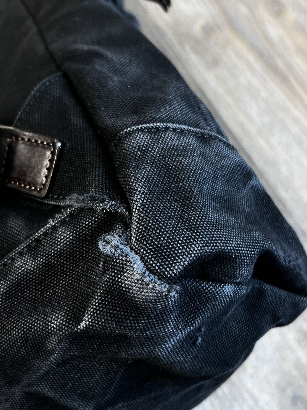 Japanese Brand × Vintage Japanese Baggy Port Black Smoked Denim Backpack Bag Size ONE SIZE - 10 Thumbnail
