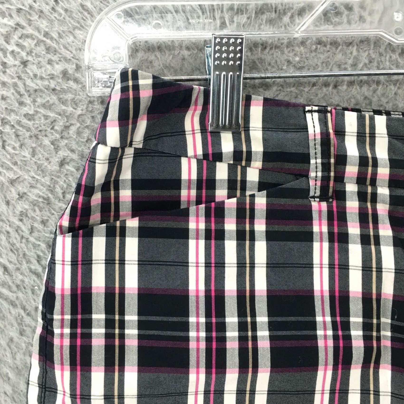Anne Klein Anne Klein Sport Plaid Shorts Womens 6 Multicolor Cotton Blend Zip Fly Size 28" / US 6 / IT 42 - 2 Thumbnail