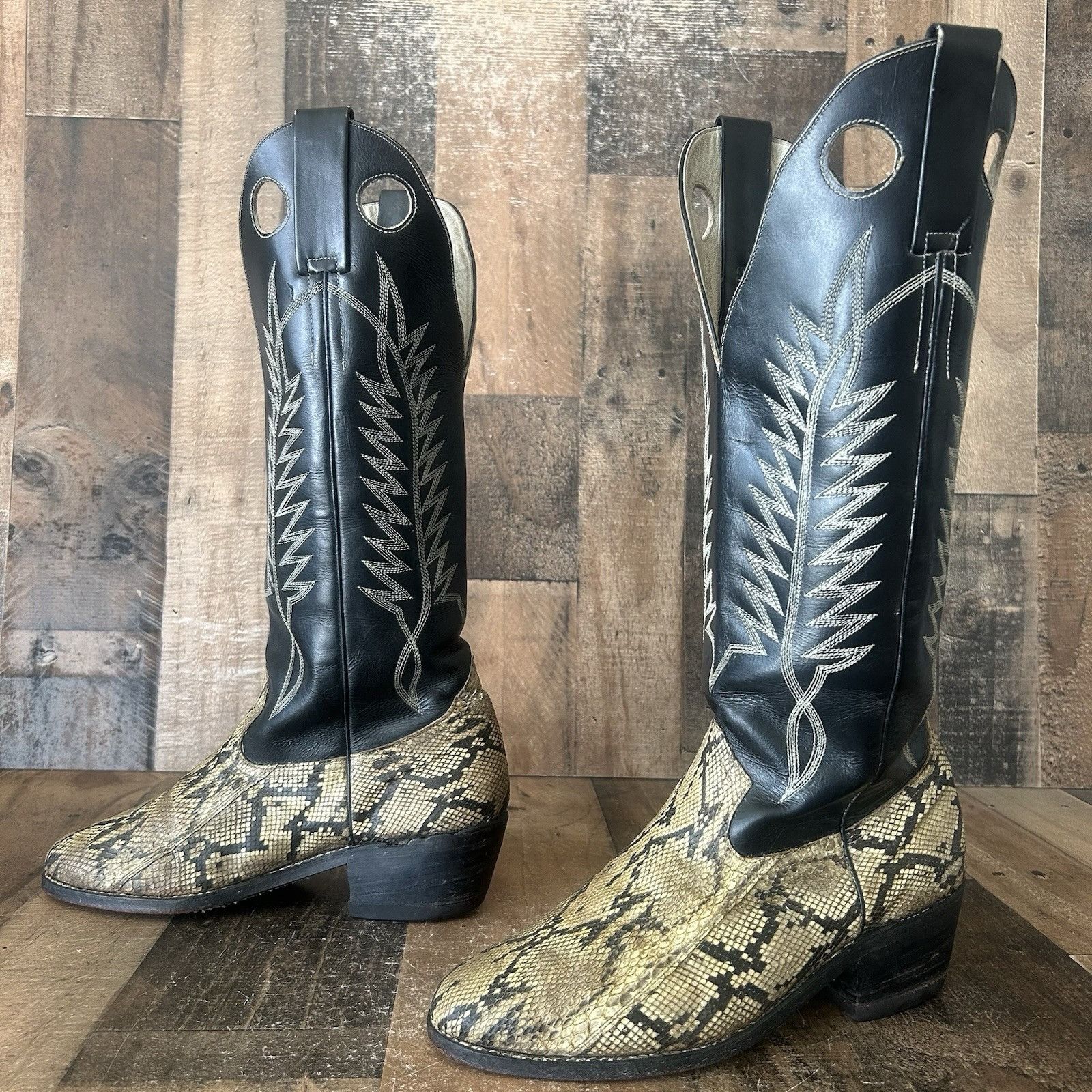 Vintage Custom Vtg Unbranded Snakeskin Cowboy Boots Mens 10 D Size US 10 / EU 43 - 12 Thumbnail