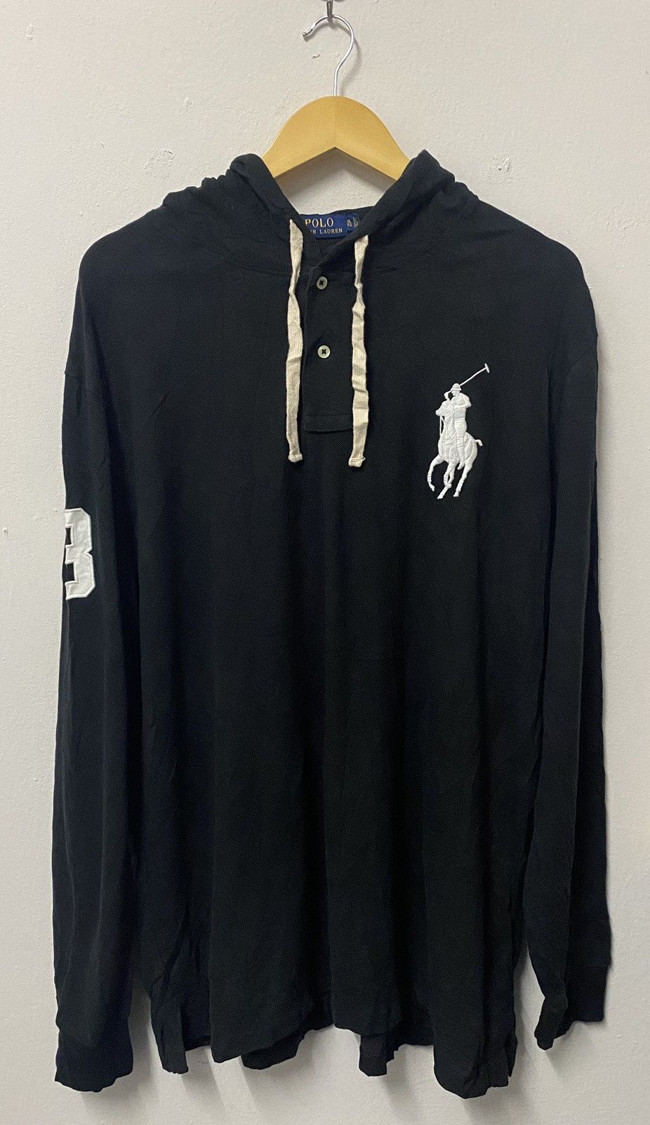Polo Ralph Lauren Polo Ralph Lauren Big Pony Hoodie Long Sleeve Henley Black Size US XL / EU 56 / 4 - 1 Thumbnail