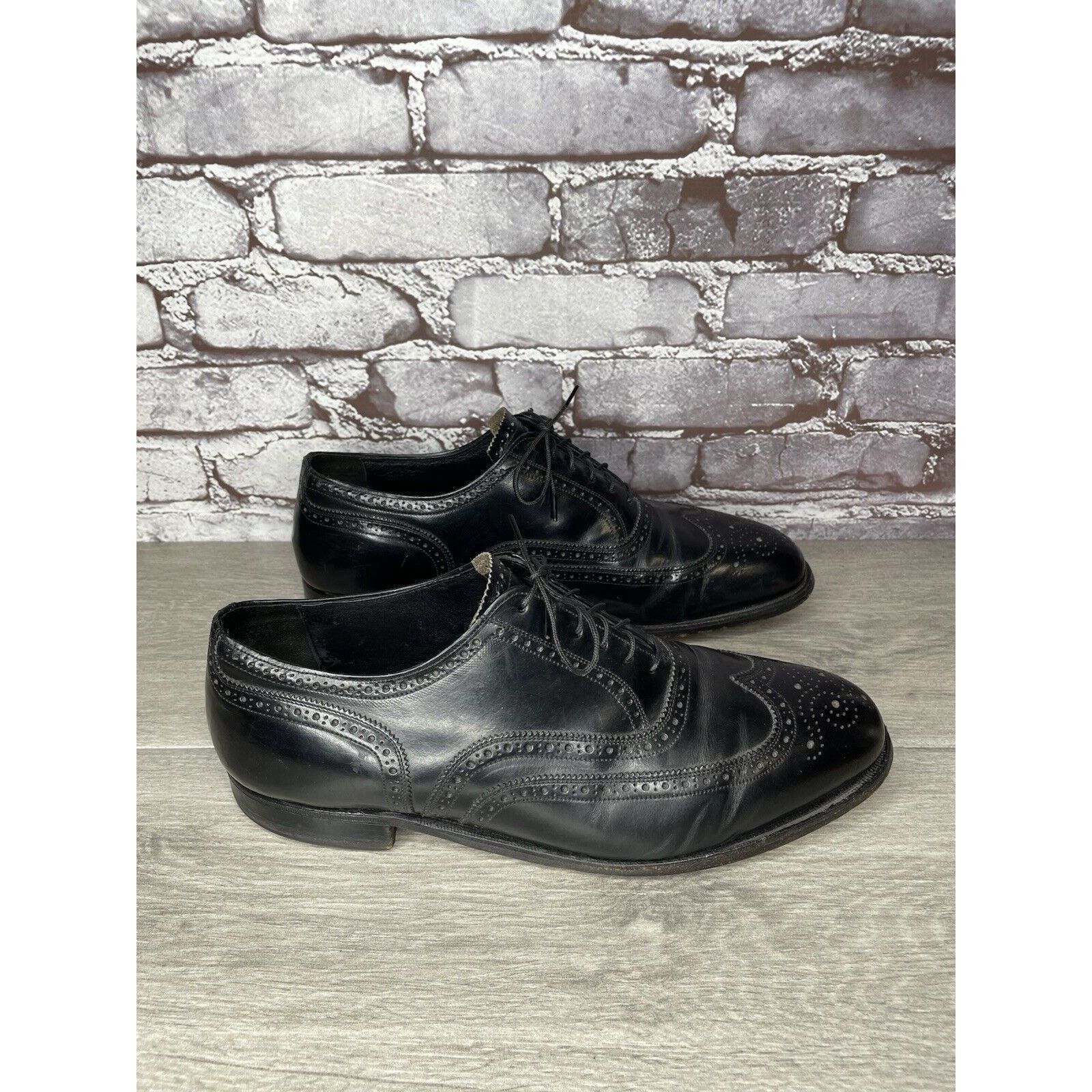 Other French Shriner Sterling Black Leather Wingtip Oxfords Shoes Size US 10.5 / EU 43-44 - 20 Thumbnail