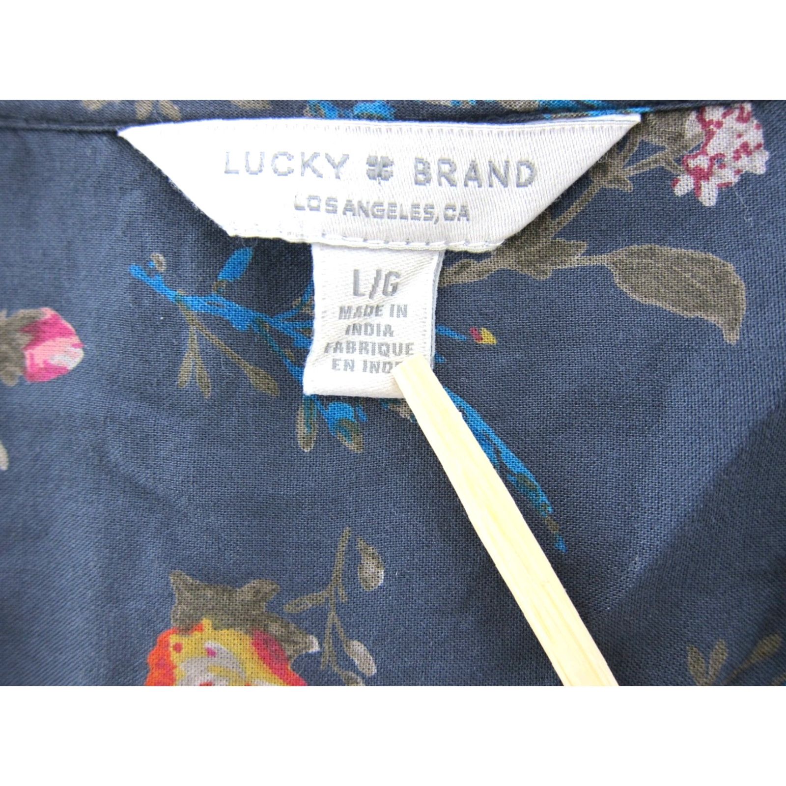 Lucky Brand Lucky Brand Blouse Long Sleeve V-Neck Peasant Floral Rayon L Womens Size L / US 10 / IT 46 - 3 Thumbnail