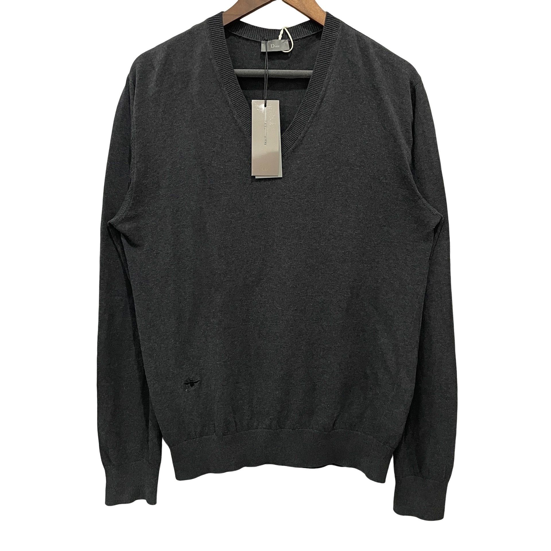 Dior Dior Embroidered Bee V-Neck Cotton Sweater XL Size US XL / EU 56 / 4 - 1 Thumbnail
