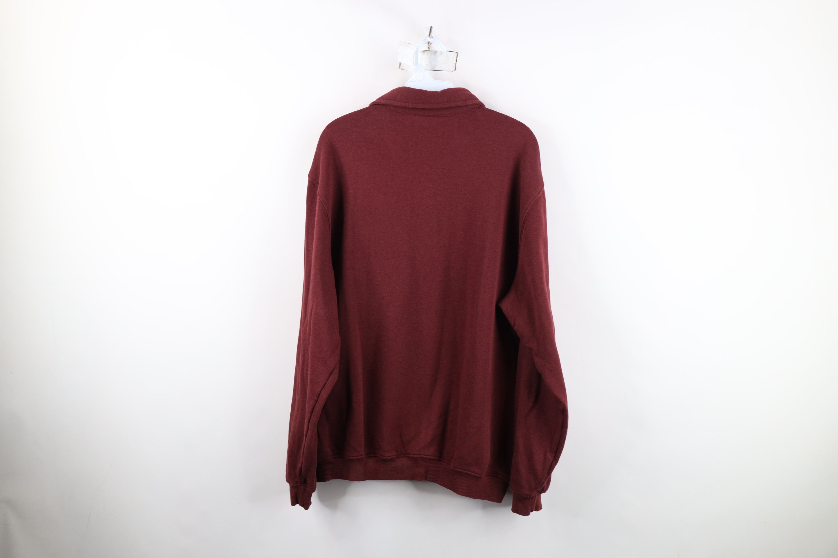 Vintage Vintage 90s Streetwear Pullover Collared Sweatshirt Burgundy Size US L / EU 52-54 / 3 - 9 Thumbnail