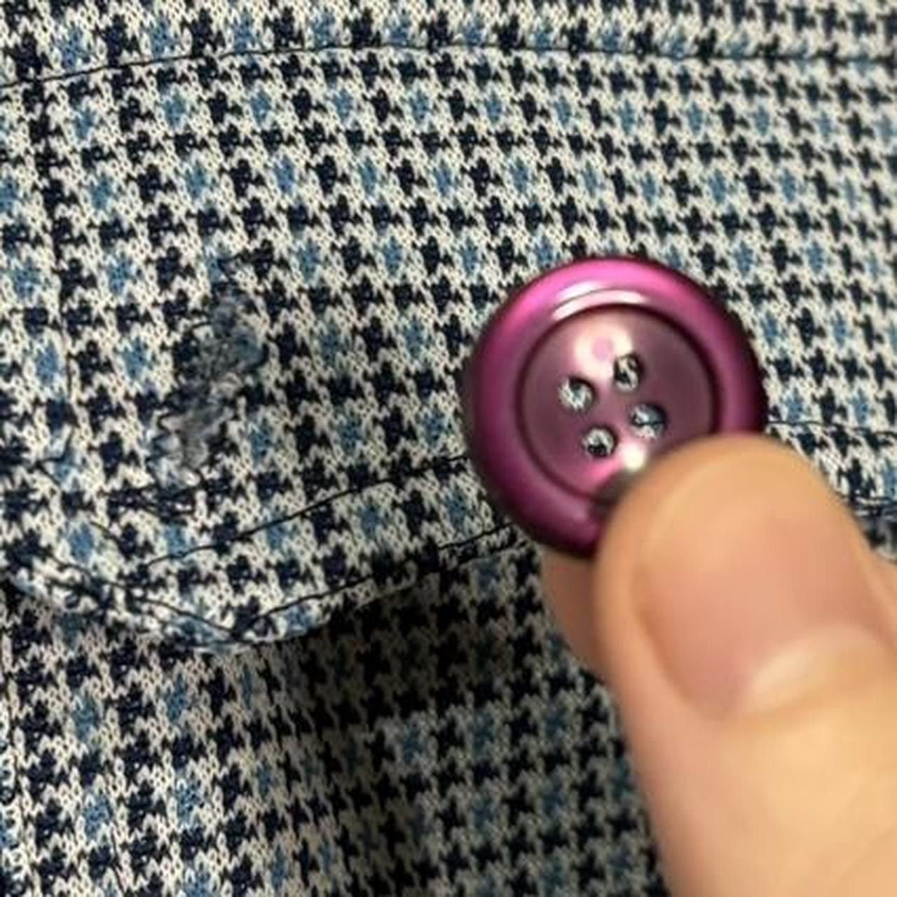 Vintage Vintage 1960s Plaid Houndstooth Blue Button-Up Jacket Size S / US 4 / IT 40 - 3 Thumbnail