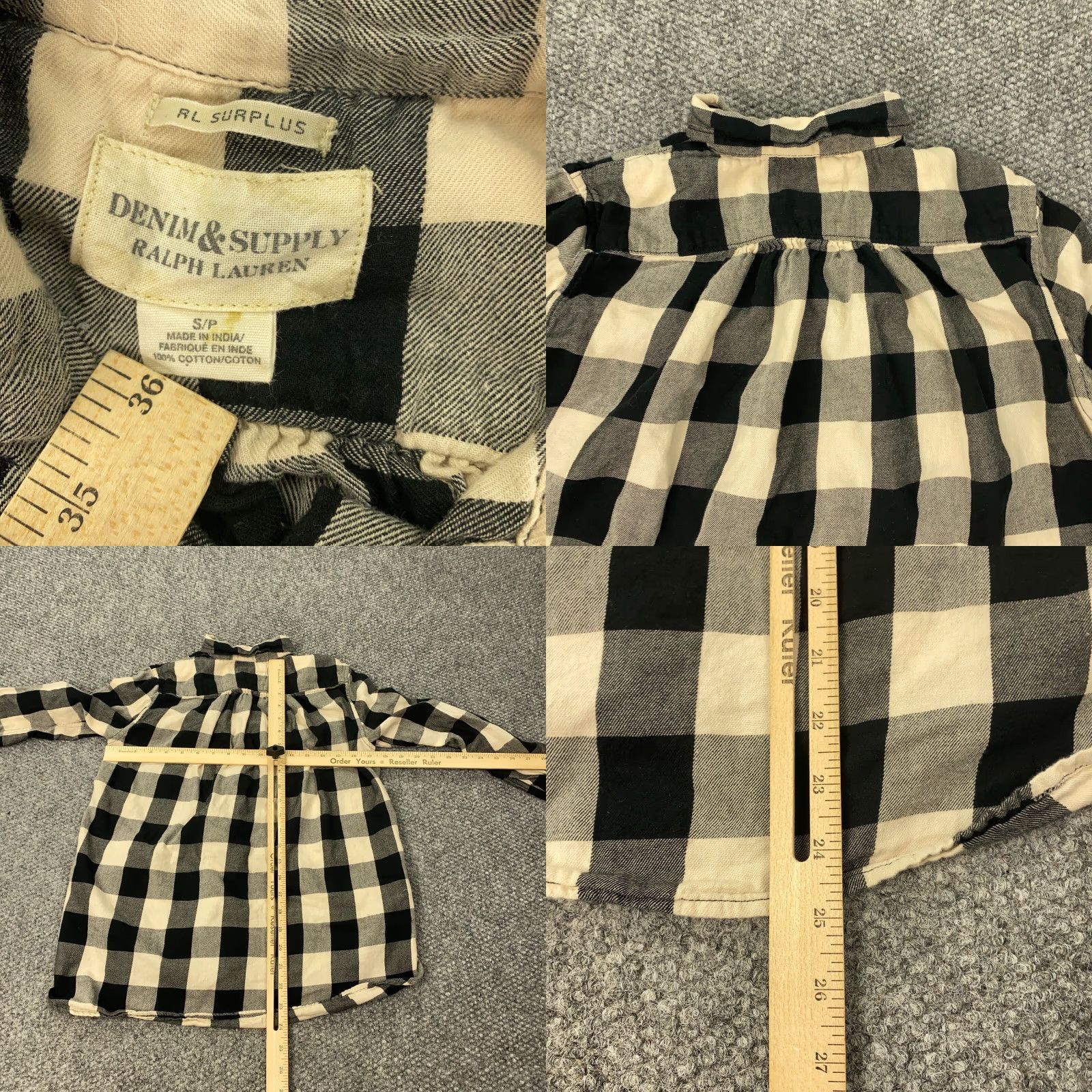 Vintage Denim & Supply Ralph Lauren Shirt Womens XL Plaid Button-Up Roll Tab Sleeve Beige 100% Cotton Flannel Size XL / US 12-14 / IT 48-50 - 8 Thumbnail