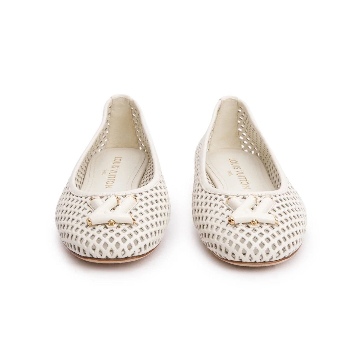 Louis Vuitton LOUIS VUITTON White Perforated Calf Leather Shake Flat Size US 6 / IT 36 - 4 Thumbnail