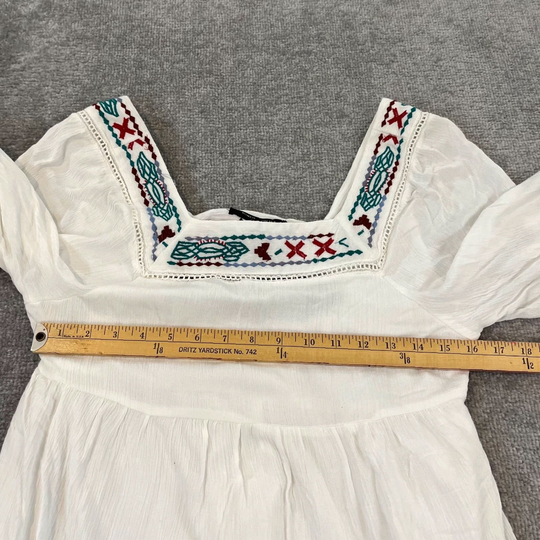 Vintage ROMEO + JULIET Dress Womens Medium White Embroidered Gauze Shift Square Neck NEW Size M / US 6-8 / IT 42-44 - 6 Thumbnail