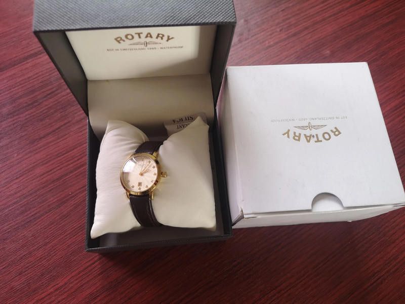 Designer Rotary gold plated dial ladies brown leather strap watch Size ONE SIZE - 2 Thumbnail