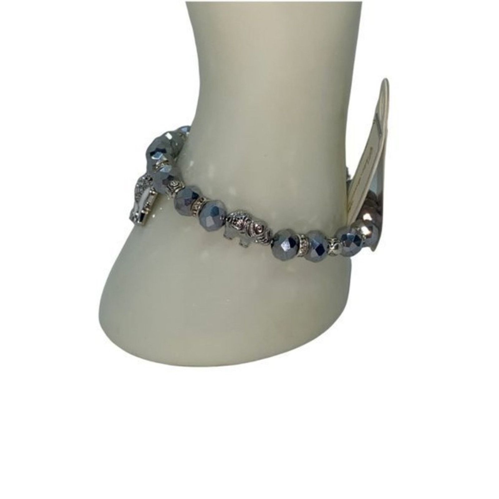 Other NWT Silver Beaded Silver-Tone Elephant Stretch Bracelet Size ONE SIZE - 4 Thumbnail