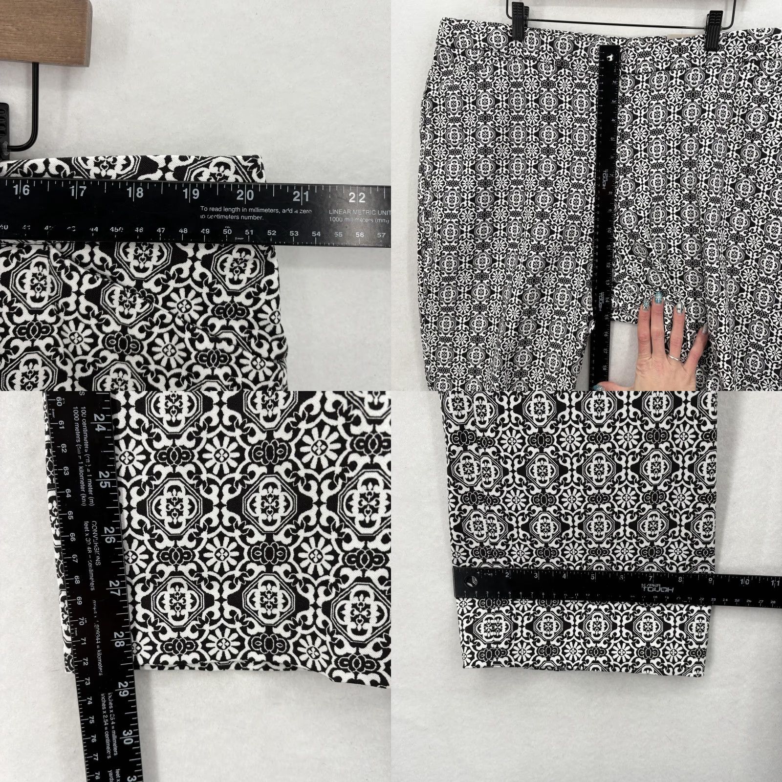 Vintage Chicos Secret Stretch Tiles Dress Pants Womens 3.5S Black White Straight Leg NWT Size 40" / US 18 - 8 Thumbnail