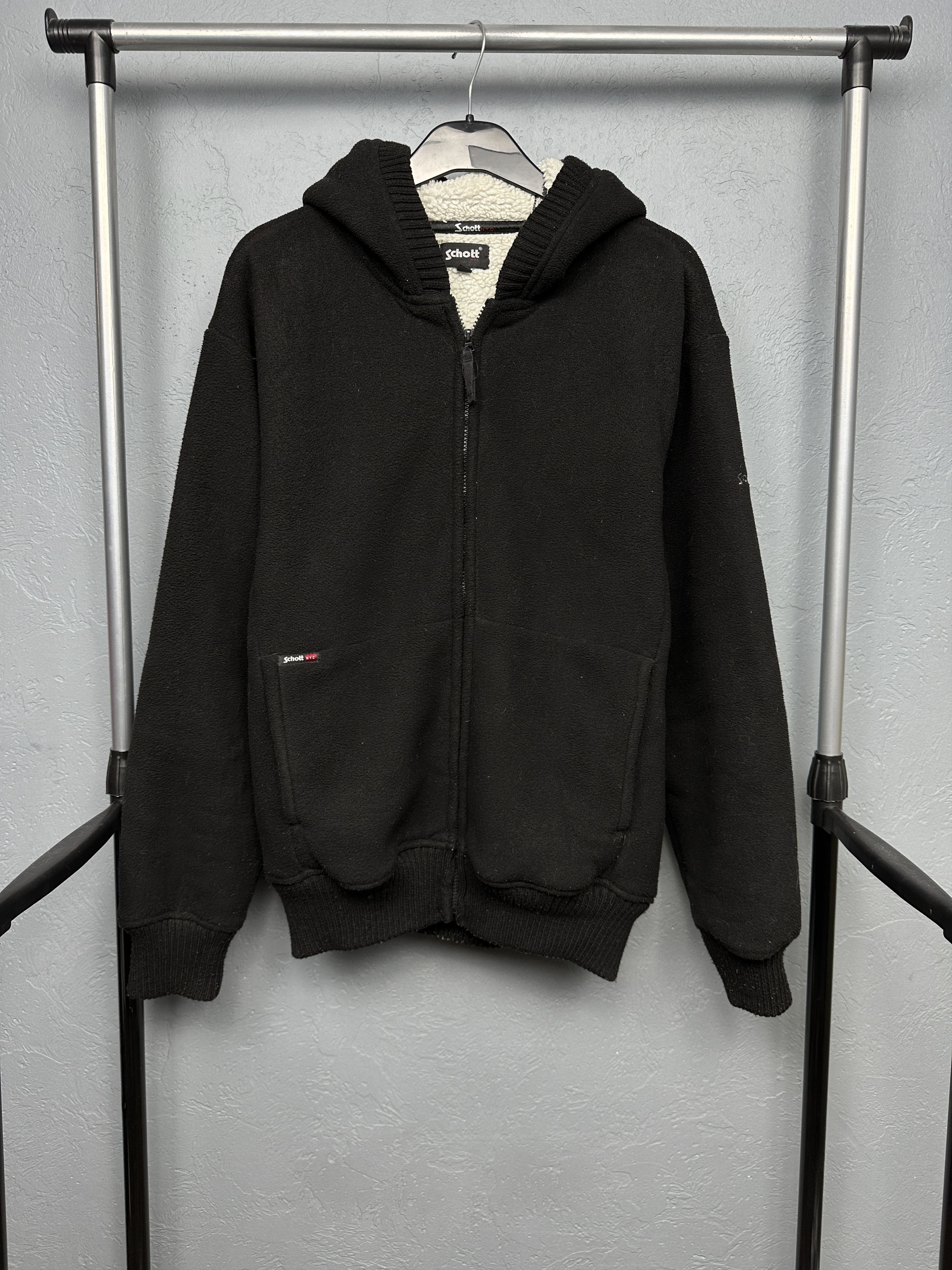 Schott Schott Vintage Mens Sherpa Fleece Hooded Jacket Size US L / EU 52-54 / 3 - 1 Thumbnail