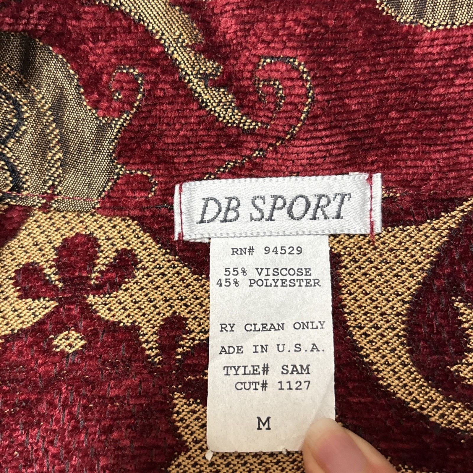 Vintage DB Sport Tapestry Velvet Jacket Womens M Ruby Gold Blazer Em Size M / US 6-8 / IT 42-44 - 6 Thumbnail