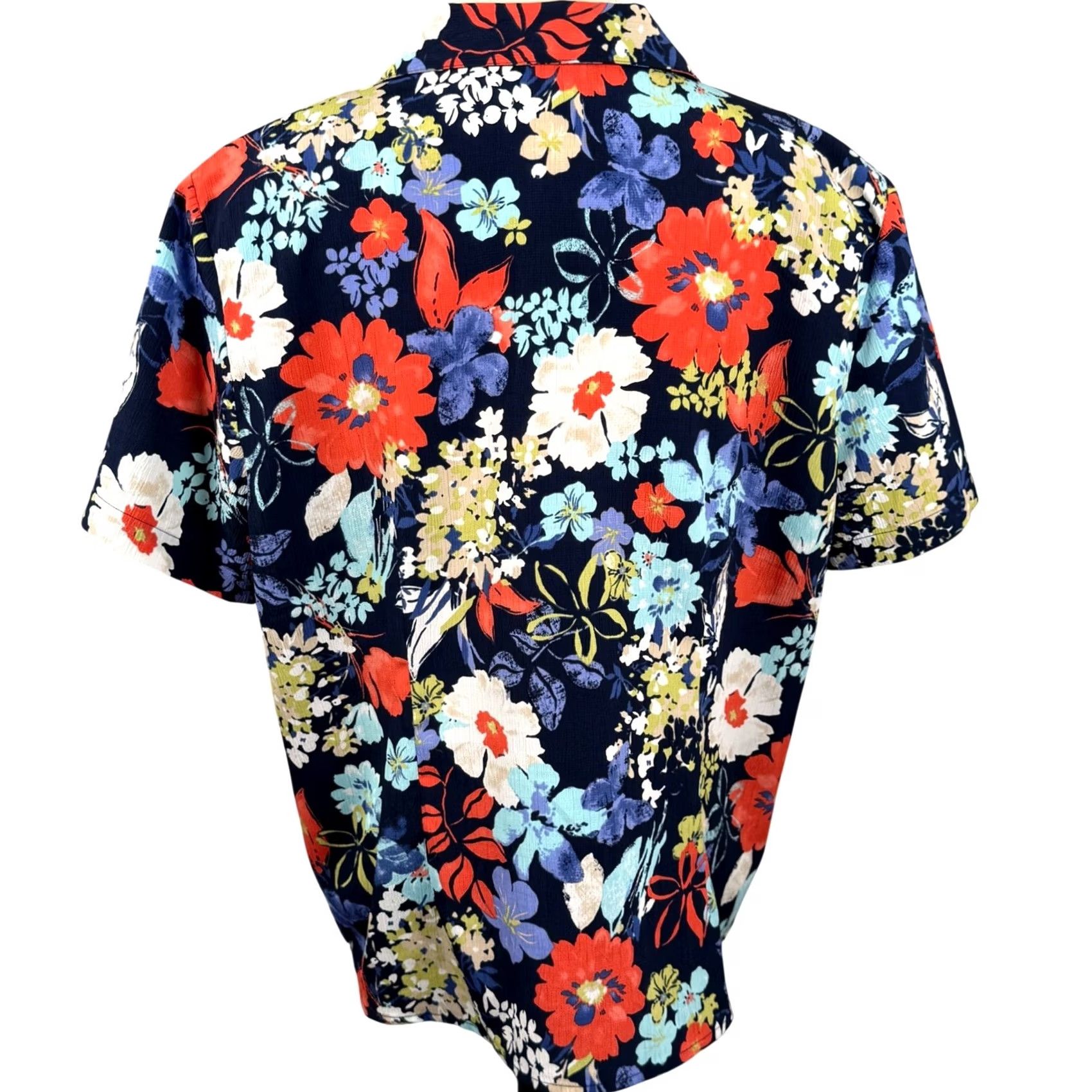 Vintage VINTAGE Alfred Dunner Blouse Navy Floral Shoulder Pads Y2K EUC Size XXL / US 16-18 / IT 52-54 - 3 Thumbnail