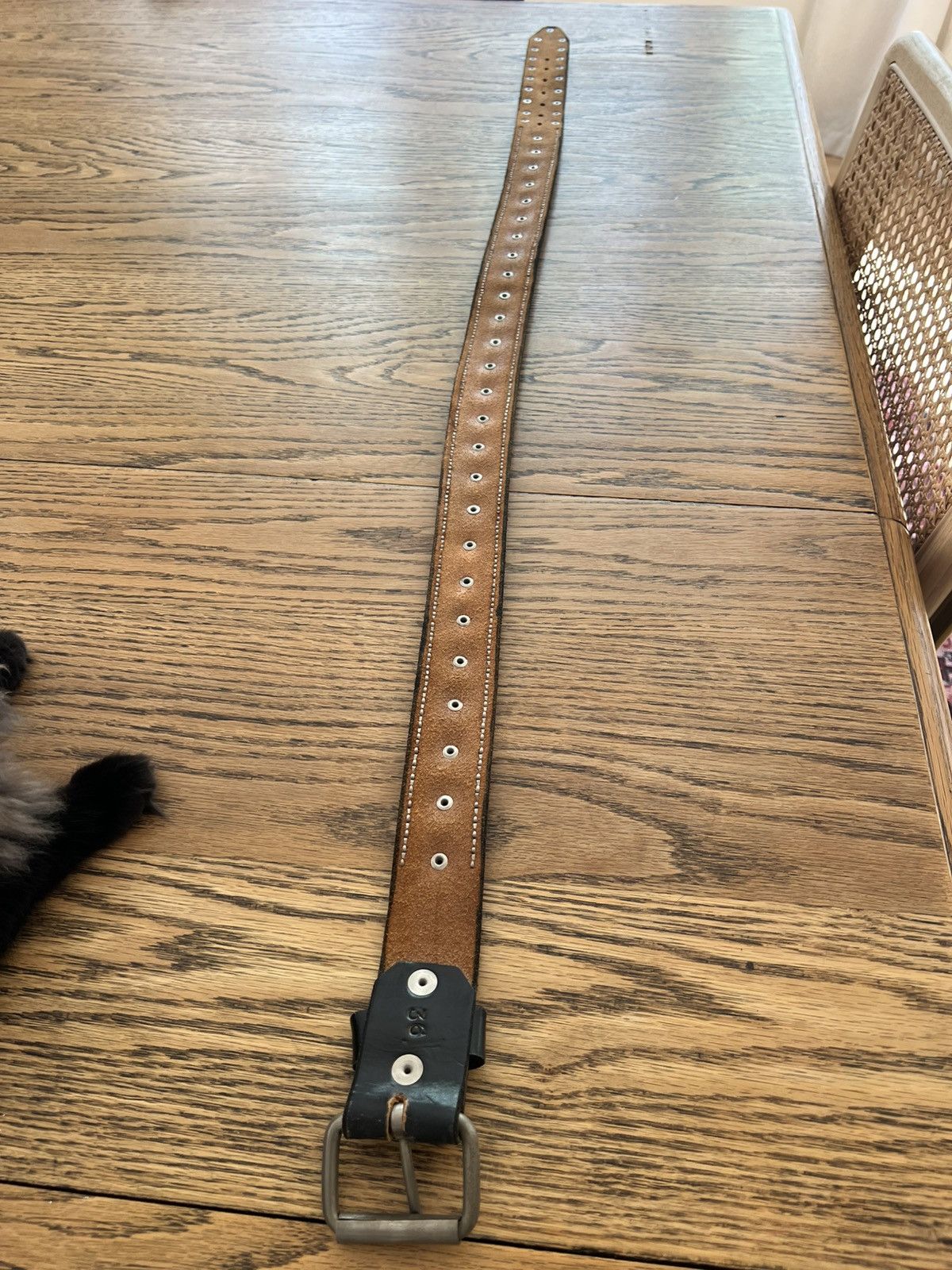 Other Black Leather Belt with Silver Studs Size 36 - 3 Thumbnail