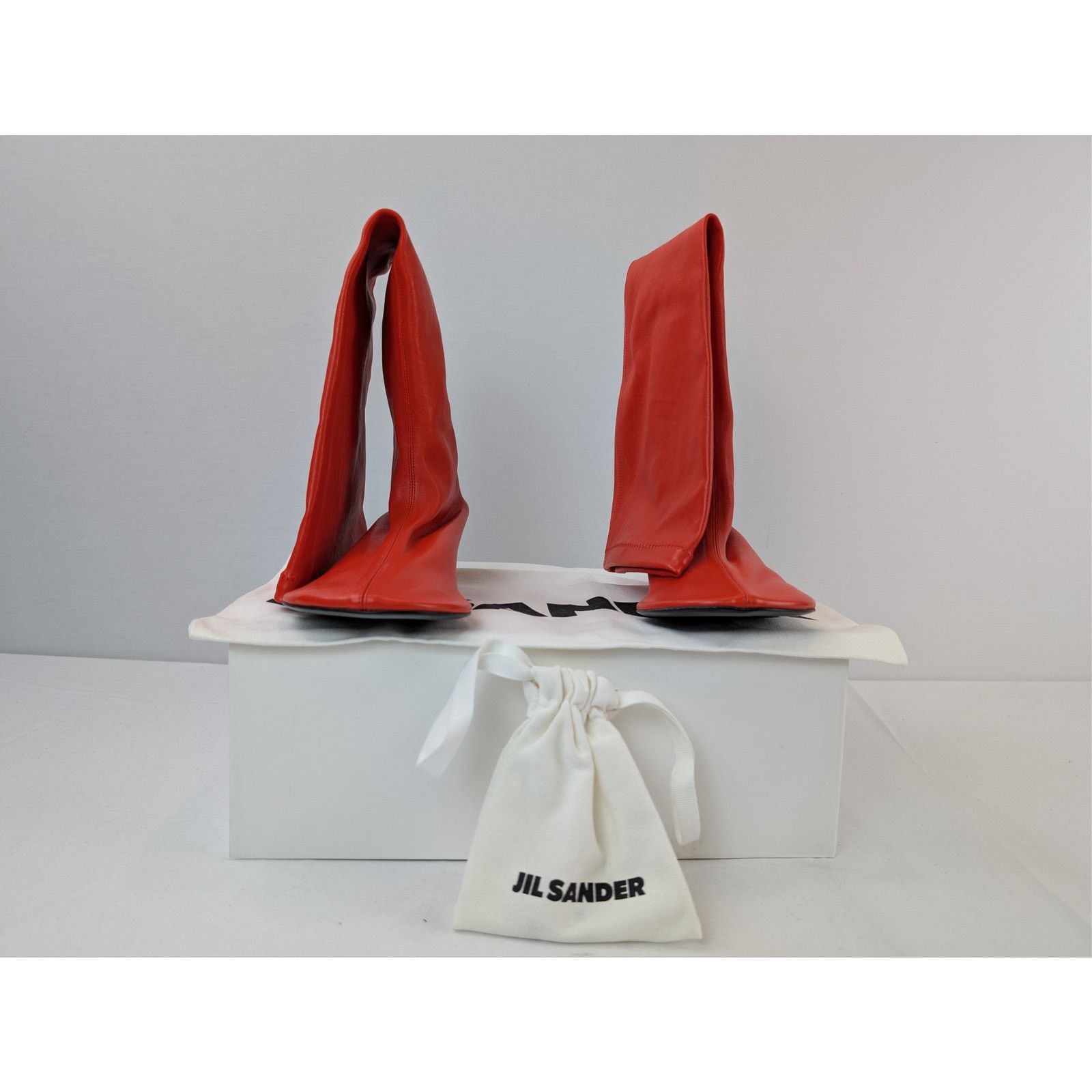 Jil Sander o1rshd1 Women's Nappa Stretch Leather High Boots in Poppy Size US 9 / IT 39 - 17 Thumbnail