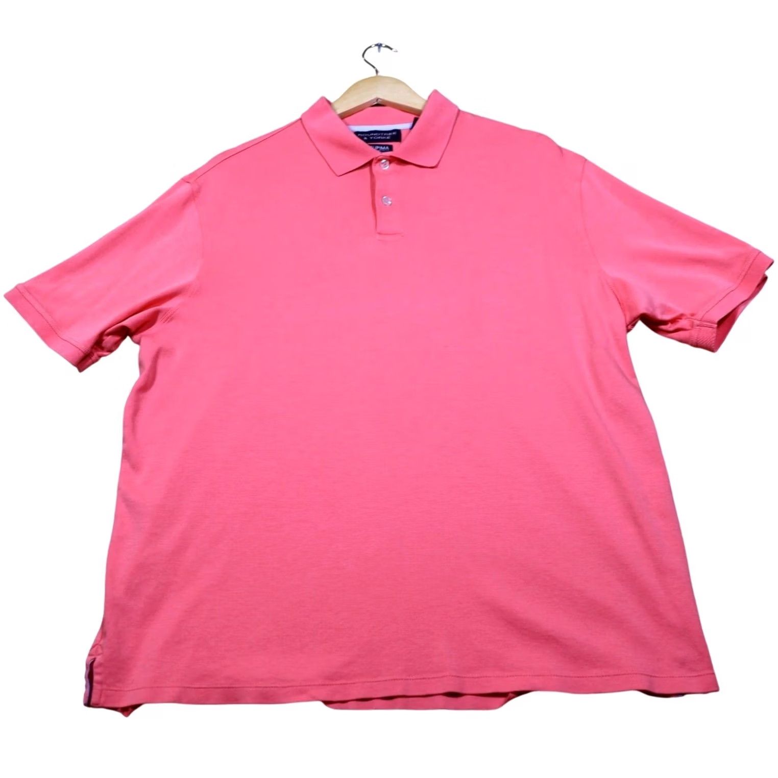 Roundtree & Yorke Roundtree & Yorke Men's Polo Shirt Size L Coral Pink Short Sleeve Supima Cotton Size US L / EU 52-54 / 3 - 5 Thumbnail