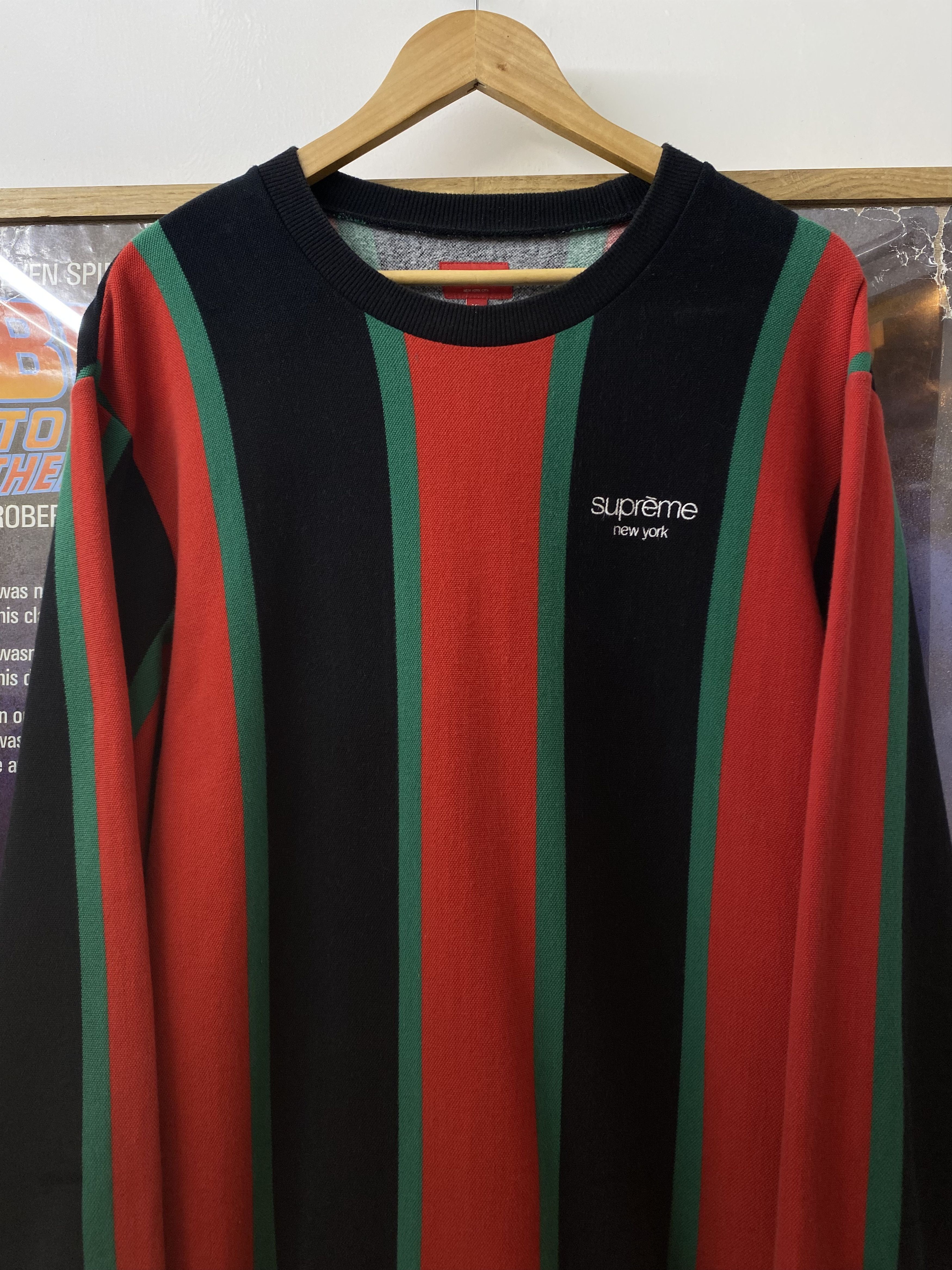 Supreme FW2017 Supreme Gucci Style Vertical Striped Pique Crewneck Size US XL / EU 56 / 4 - 5 Thumbnail