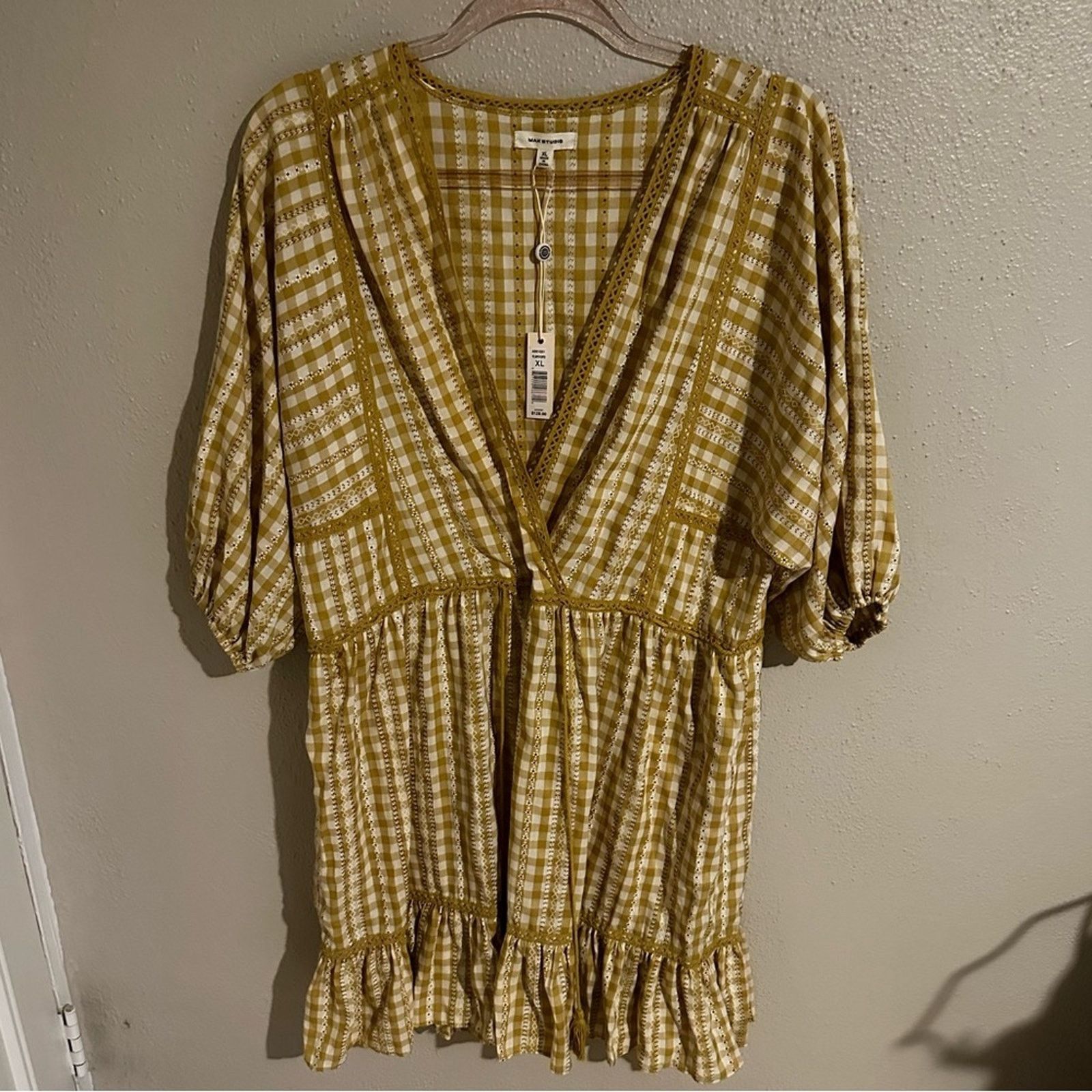 Macys Max Studio Plaid Mini Dress Size XL / US 12-14 / IT 48-50 - 2 Thumbnail