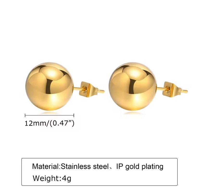 Other 12mm Ball Stud Earrings Size ONE SIZE - 2 Thumbnail