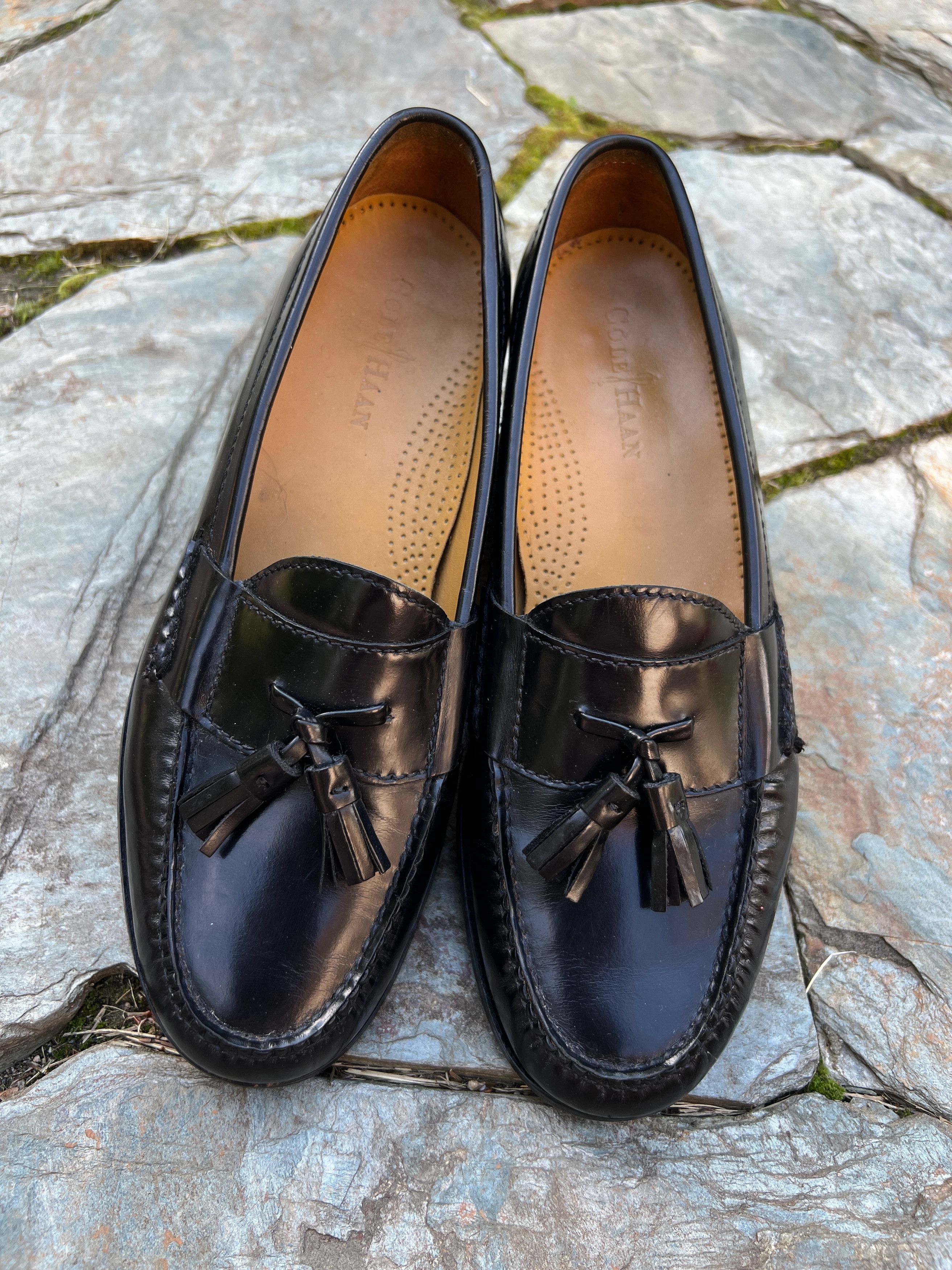 Black Cole Haan Pinch Tassel Loafers