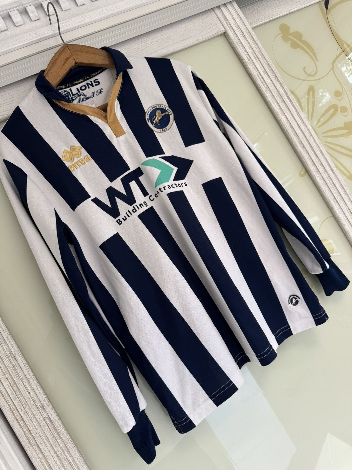 Errea Millwall 2016-2017 Home Soccer Longsleeve Jersey Football Size US S / EU 44-46 / 1 - 4 Thumbnail
