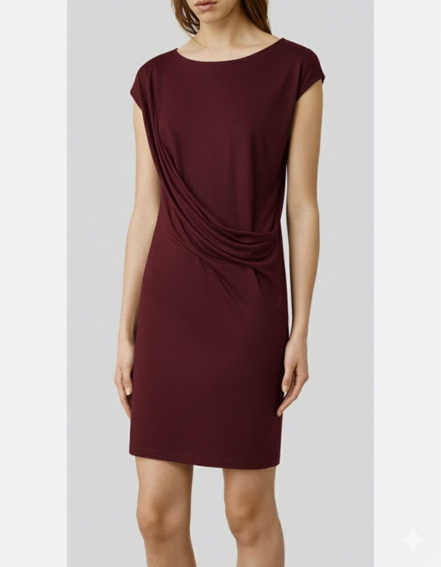 Allsaints Allsaint Sabie Maroon Draped Ruched Sleveless Mini Dress XS Size XS / US 0-2 / IT 36-38 - 1 Thumbnail