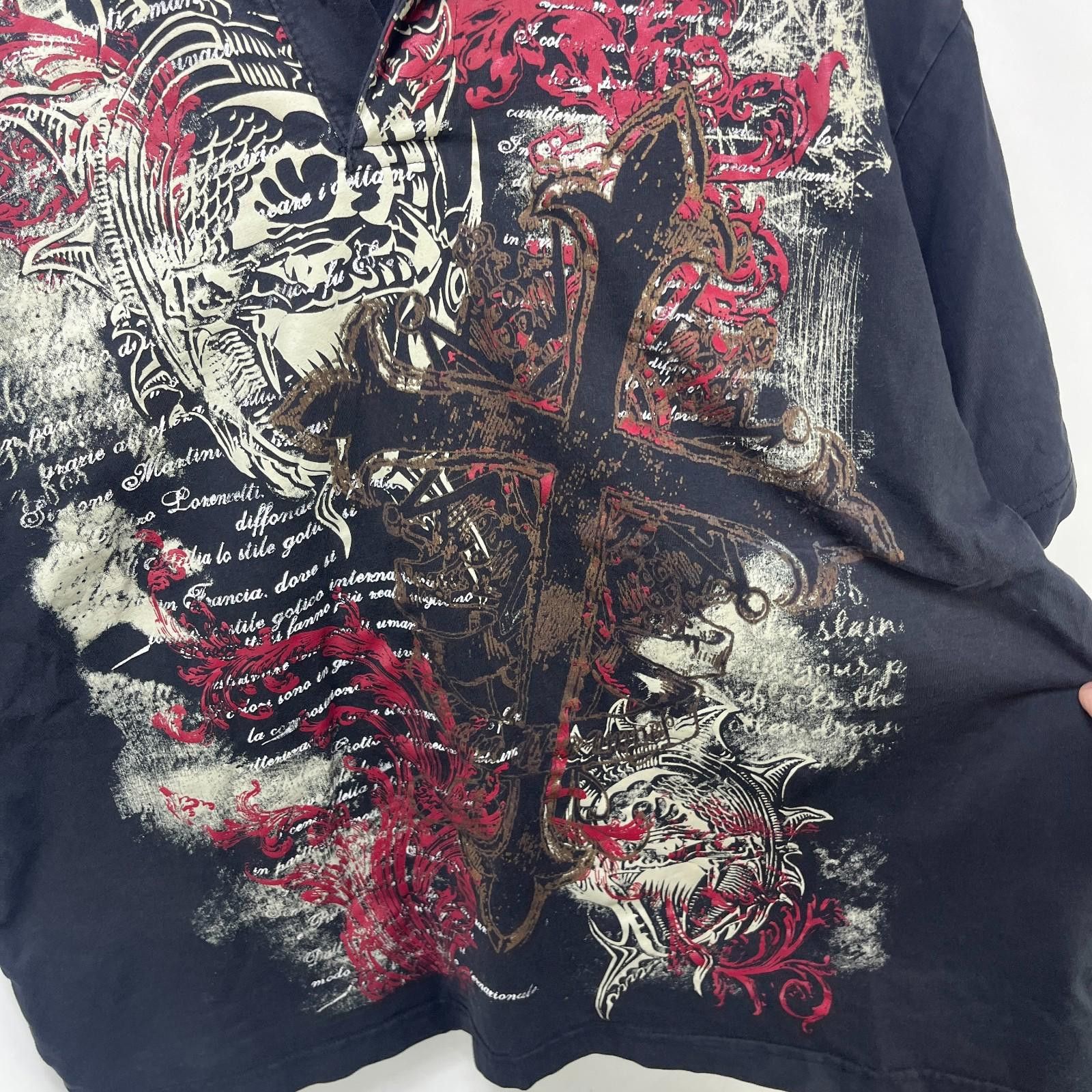 Vintage Vintage Y2K Affliction Style Cross AOP Graphic Shirt XL Size US XL / EU 56 / 4 - 2 Thumbnail