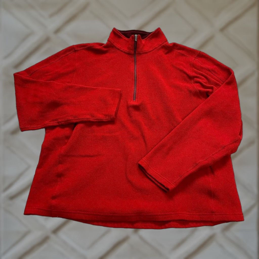 Lands' End Lands' End Fleece Jacket Women Large Red 1/4 Zip High Neck Outdoor Hike Pullover Size L / US 10 / IT 46 - 1 Thumbnail