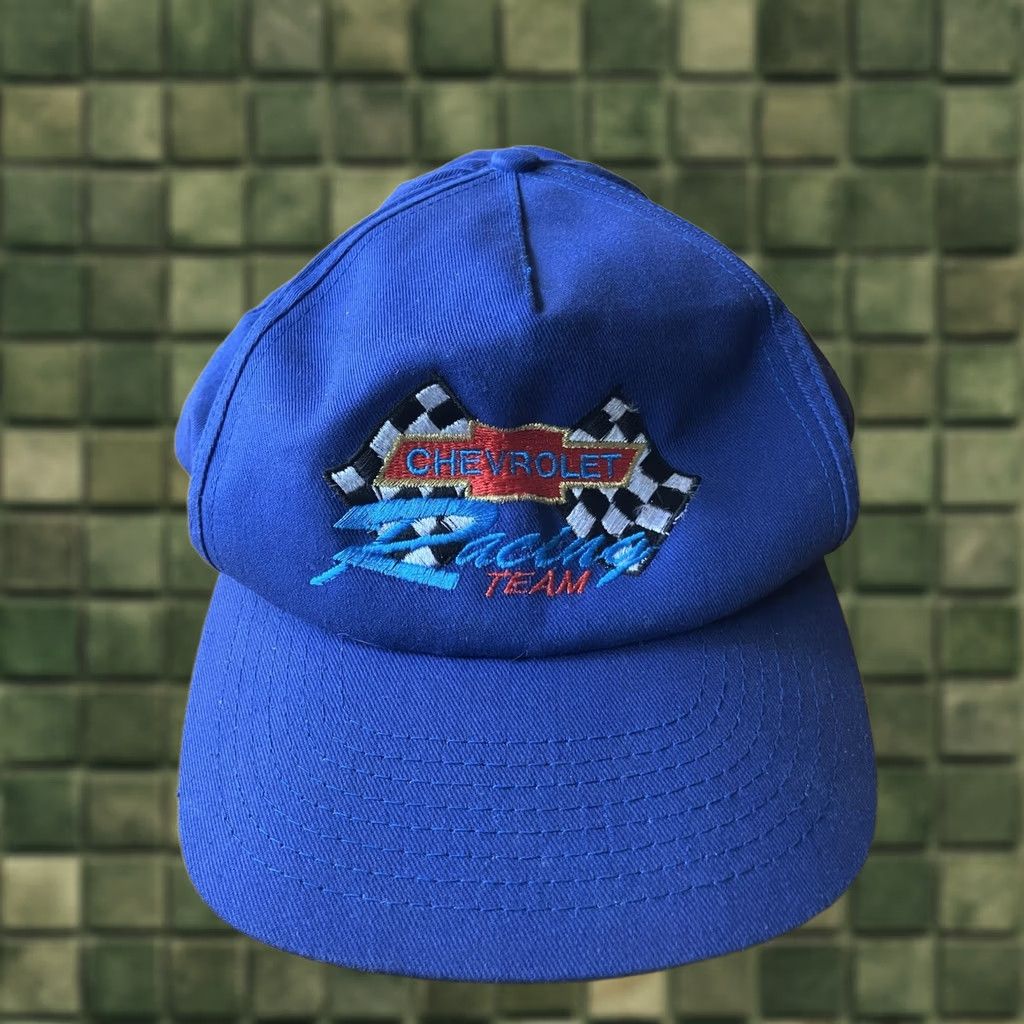 4SDESIGNS VINTAGE Chevrolet Racing Snapback Dynamic Designs Genuine Blue Hat Men Baseball Cap Adjustable Canvas Cotton Blue Packable Designer Hat Size ONE SIZE - 1 Thumbnail