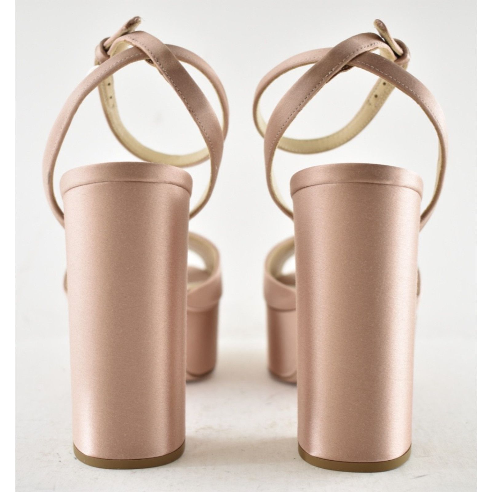 Prada Prada 115mm Nudo Satin Logo Platform Sandal Ankle Strap Size US 10 / IT 40 - 13 Thumbnail